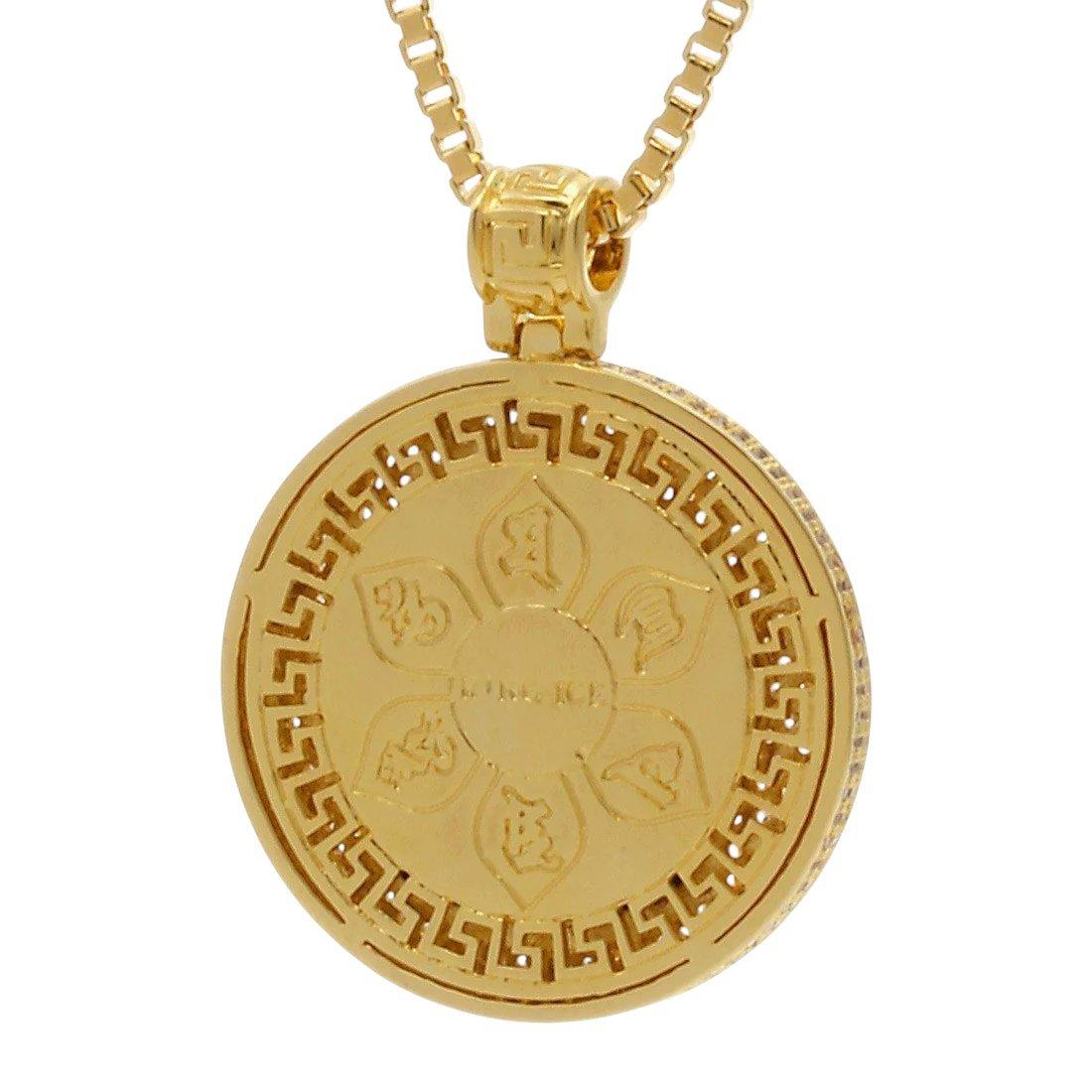 King Ice Buddhist Medallion Necklace - Gold - GOLD