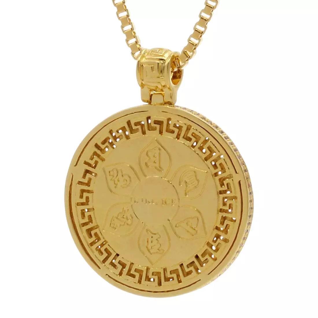 King Ice Buddhist Medallion Necklace - Gold - GOLD