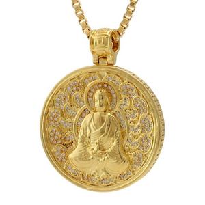 King Ice Buddhist Medallion Necklace - Gold - GOLD