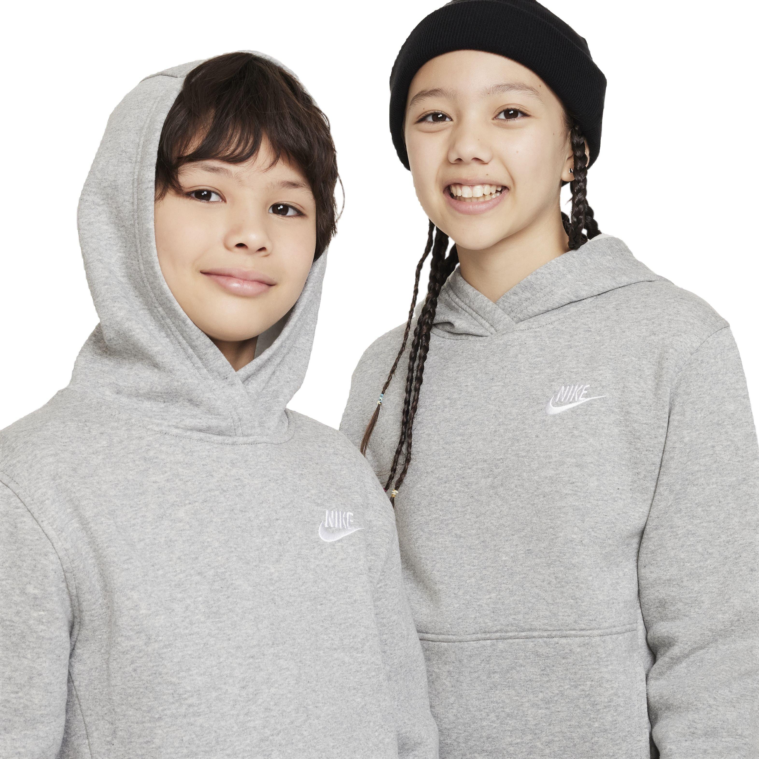 Nike Big Kids' Sportswear Club Fleece LBR Hoodie - Grey - GREY Thumbnail View 3