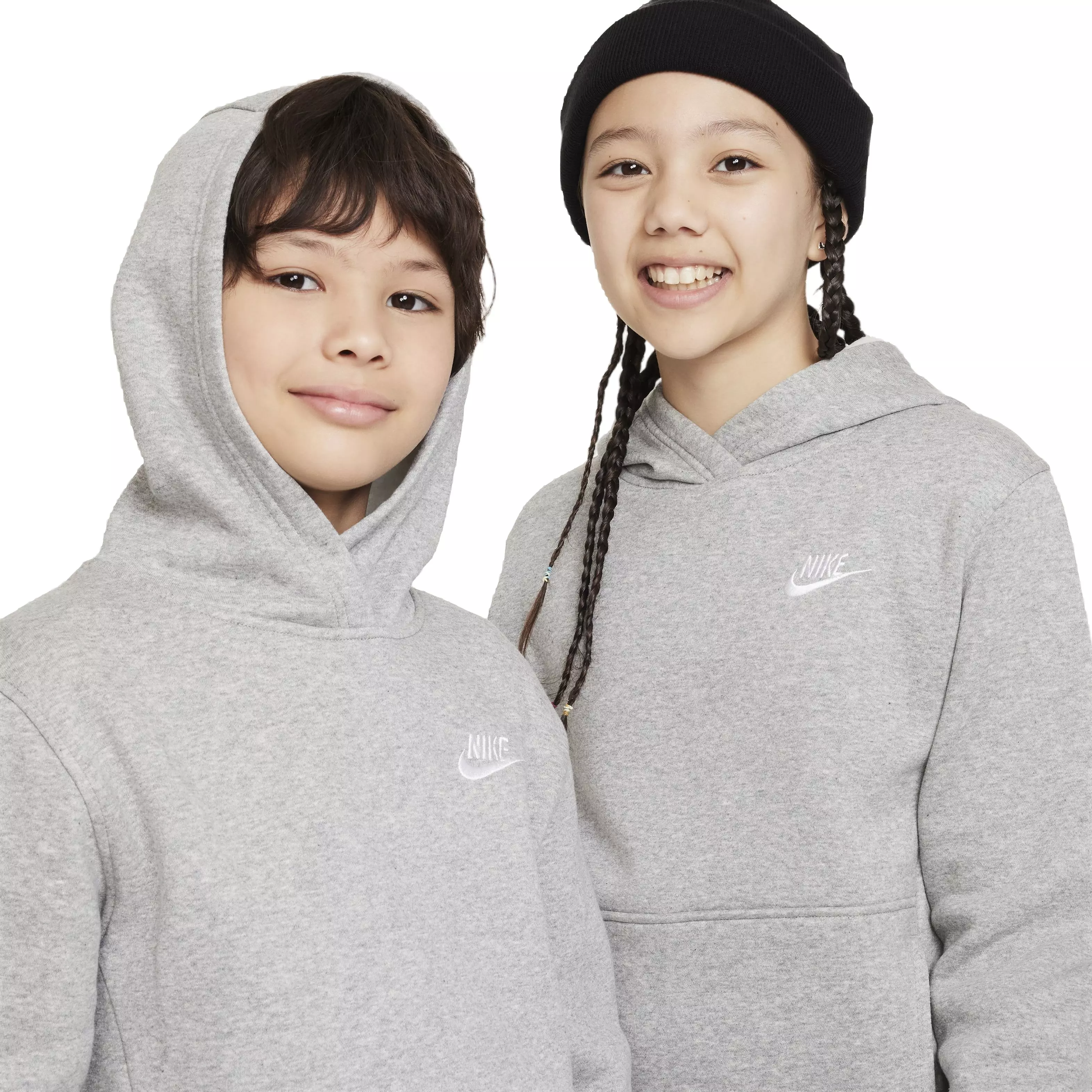 Nike Big Kids' Sportswear Club Fleece LBR Hoodie - Grey - GREY