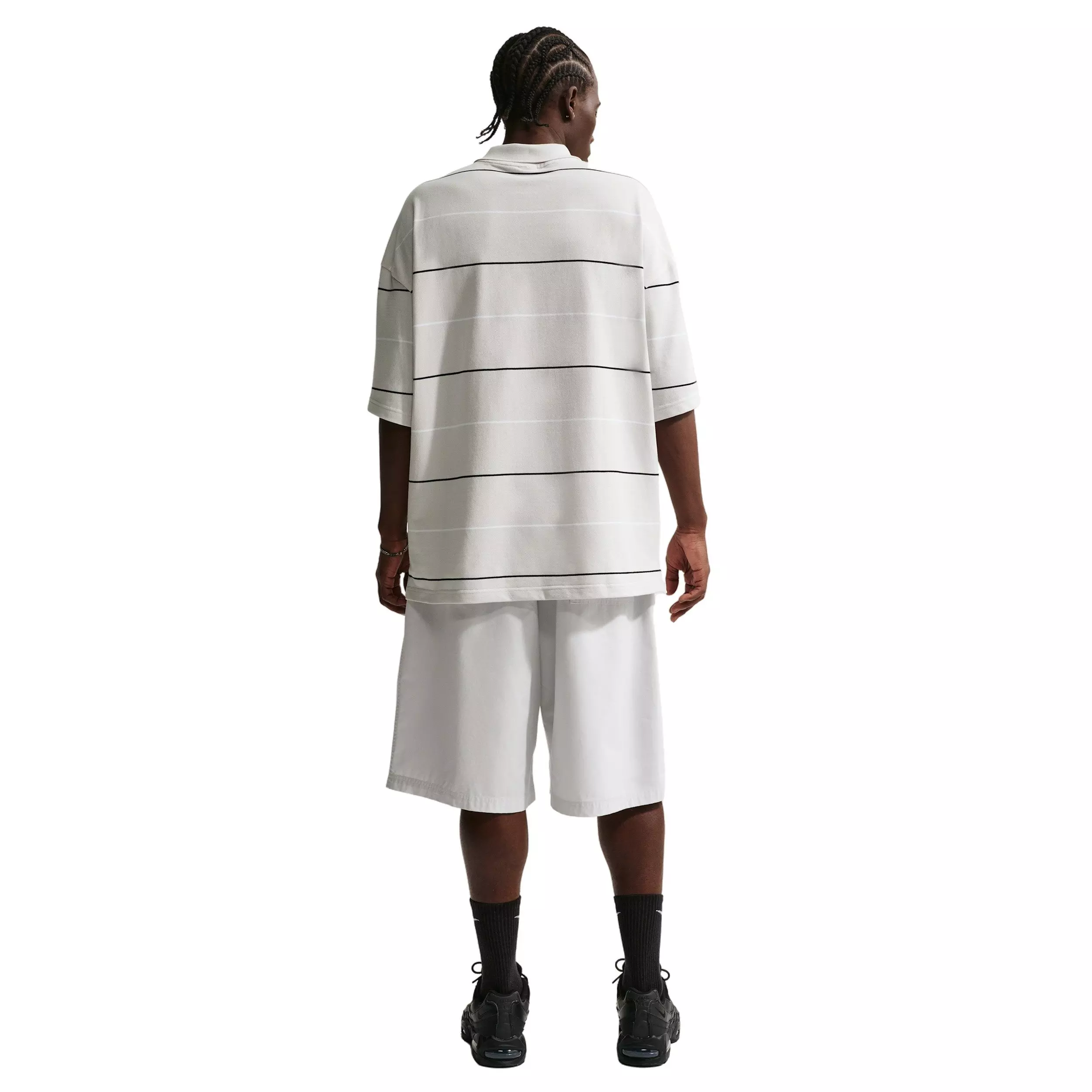 Nike Men's Sportswear Club Oversized Striped Polo - GREY