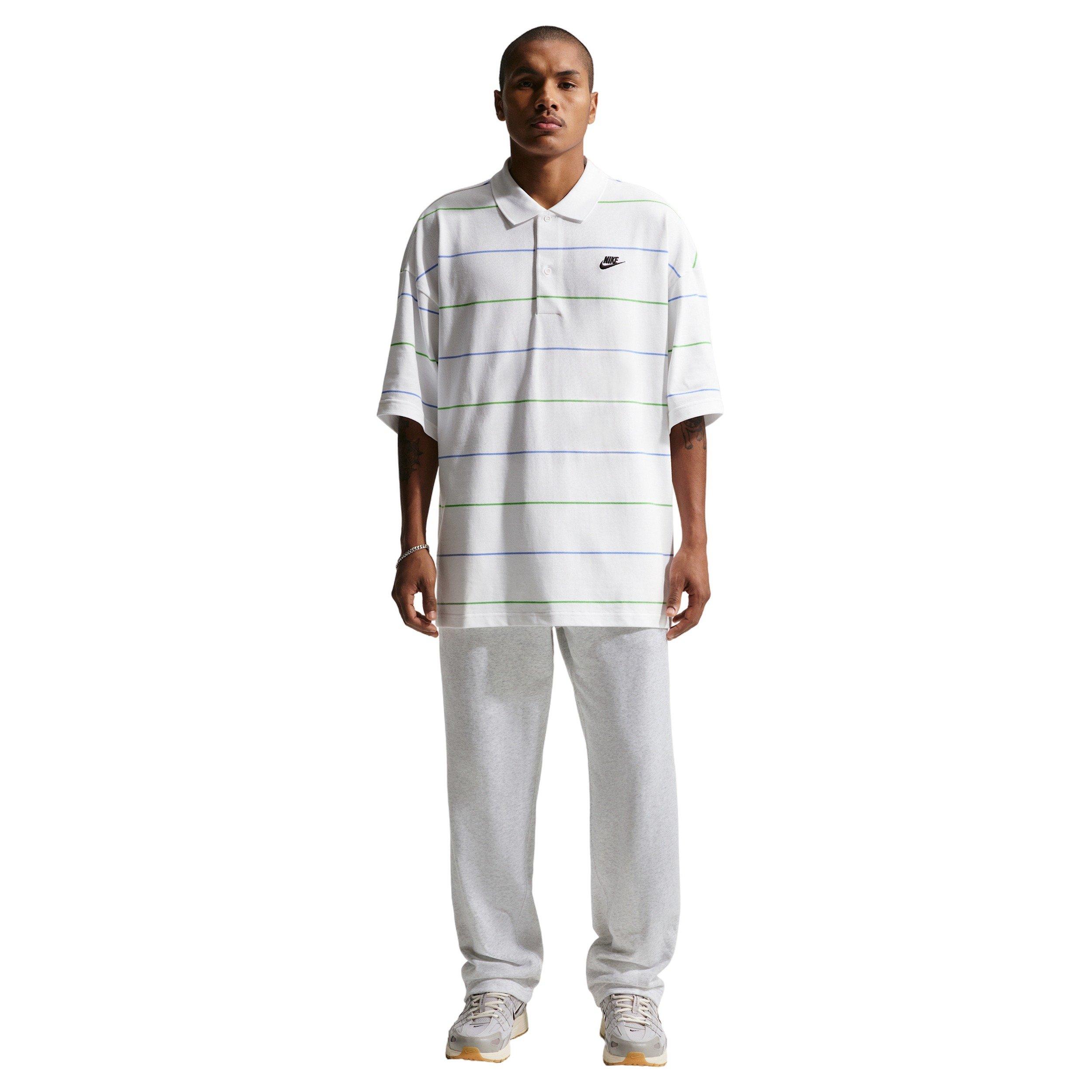 Nike Men's Sportswear Club Oversized Striped Polo - WHITE Thumbnail View 4