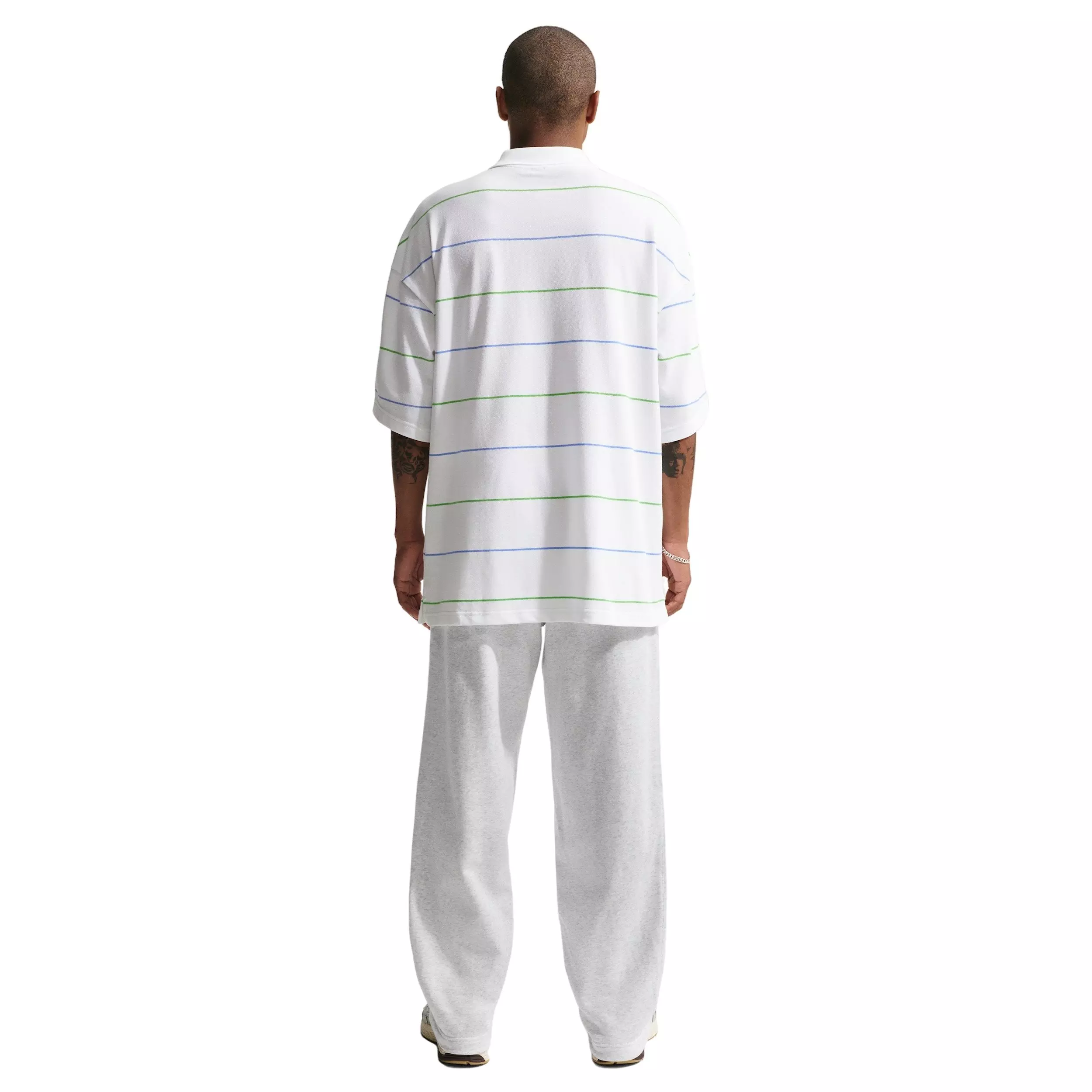 Nike Men's Sportswear Club Oversized Striped Polo - WHITE