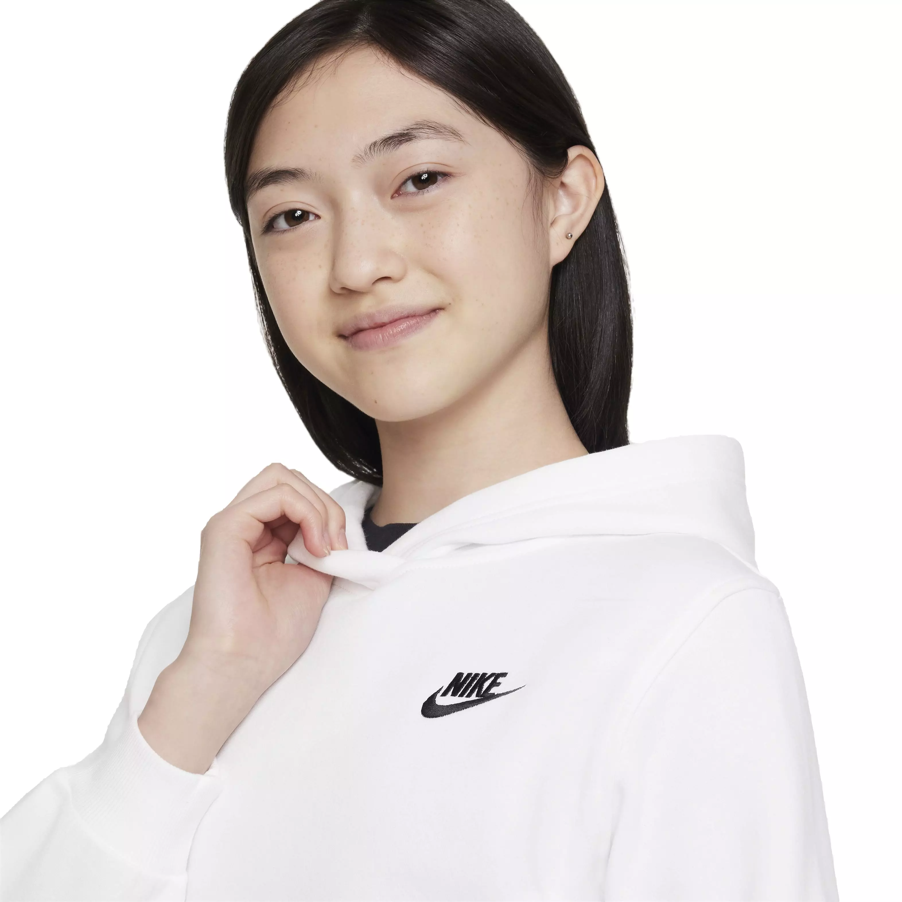 Nike Big Kids' Sportswear Club Fleece LBR Hoodie -White - WHITE