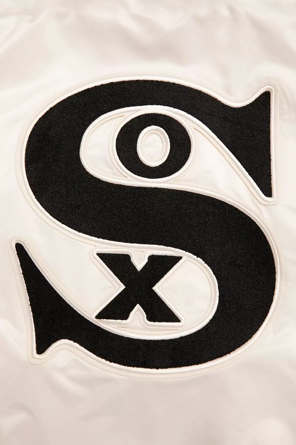 Pro Standard Men's MLB Chicago White Sox Retro Classic Rib Satin Jacket - Eggshell/Black - EGGSHELL/BLACK