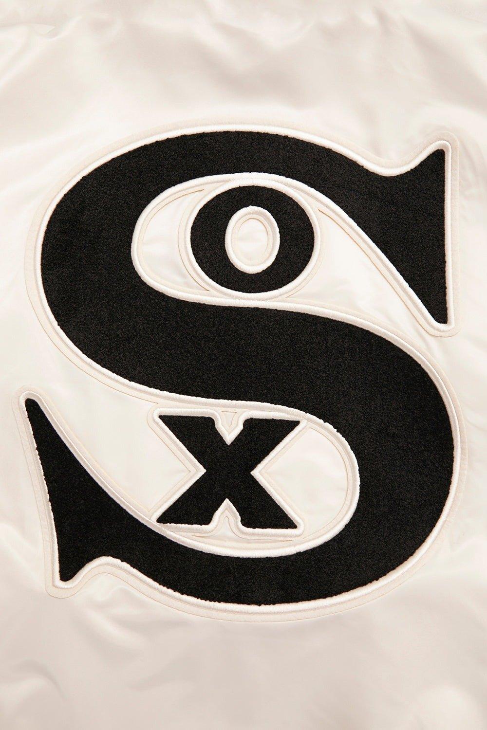 Pro Standard Men's MLB Chicago White Sox Retro Classic Rib Satin Jacket -Eggshell/Black - EGGSHELL/BLACK Thumbnail View 5