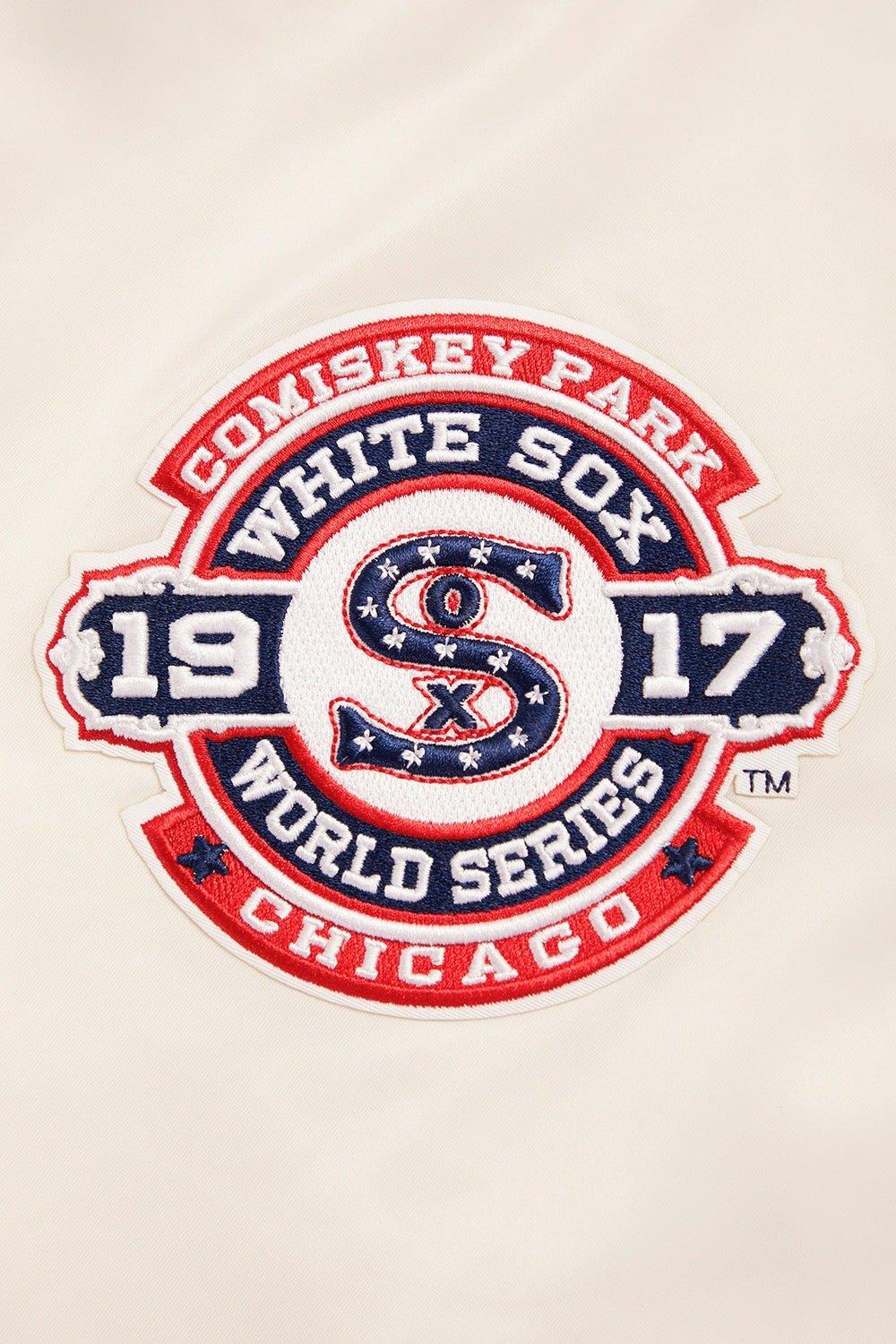Pro Standard Men's MLB Chicago White Sox Retro Classic Rib Satin Jacket - Eggshell/Black - EGGSHELL/BLACK Thumbnail View 6