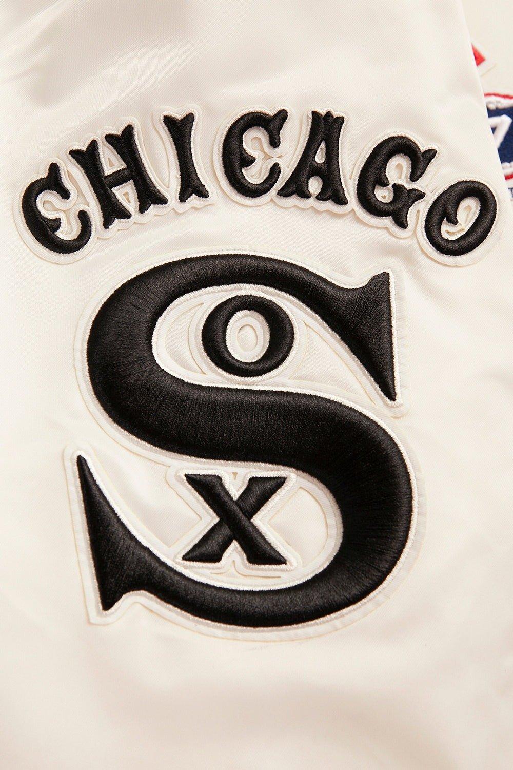 Pro Standard Men's MLB Chicago White Sox Retro Classic Rib Satin Jacket -Eggshell/Black - EGGSHELL/BLACK Thumbnail View 7