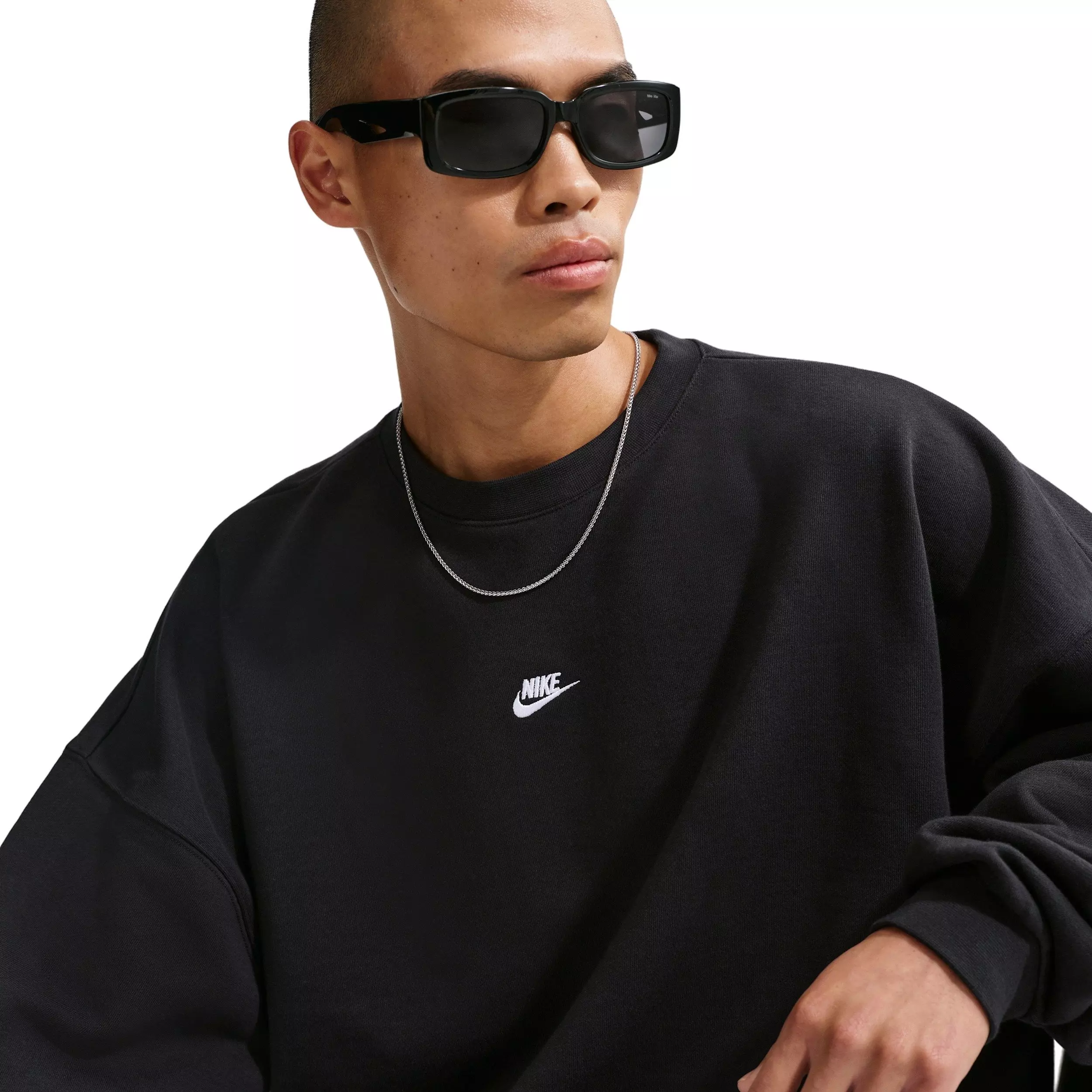 Nike Men's Sportswear Club Oversized French Terry Crew-Neck Sweatshirt - BLACK