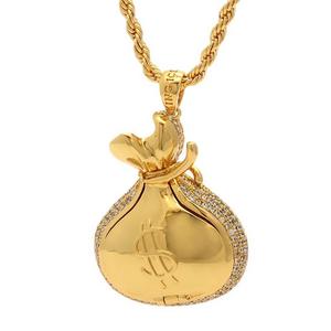King Ice Money Bag Stash Necklace - GOLD