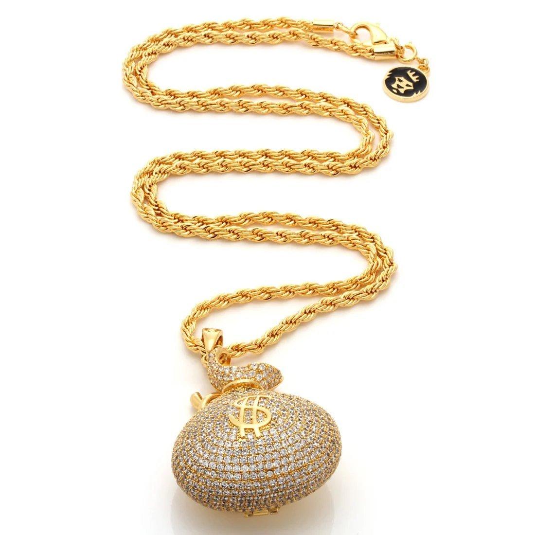 King Ice Money Bag Stash Necklace - GOLD
