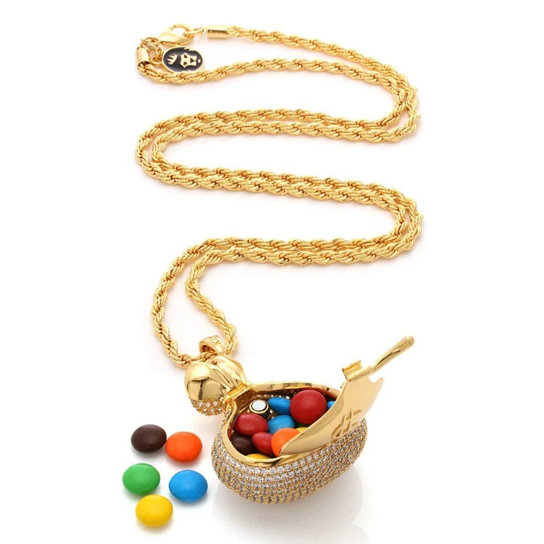 King Ice Money Bag Stash Necklace - GOLD