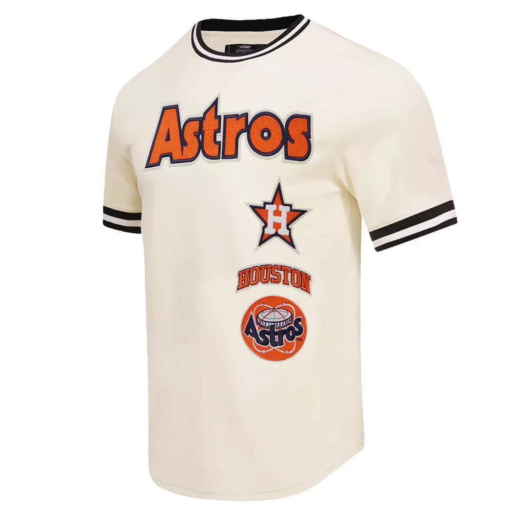 Pro Standard Men's MLB Houston Astros Retro Classic Double Knit Tee - Eggshell/Navy - EGGSHELL/NAVY