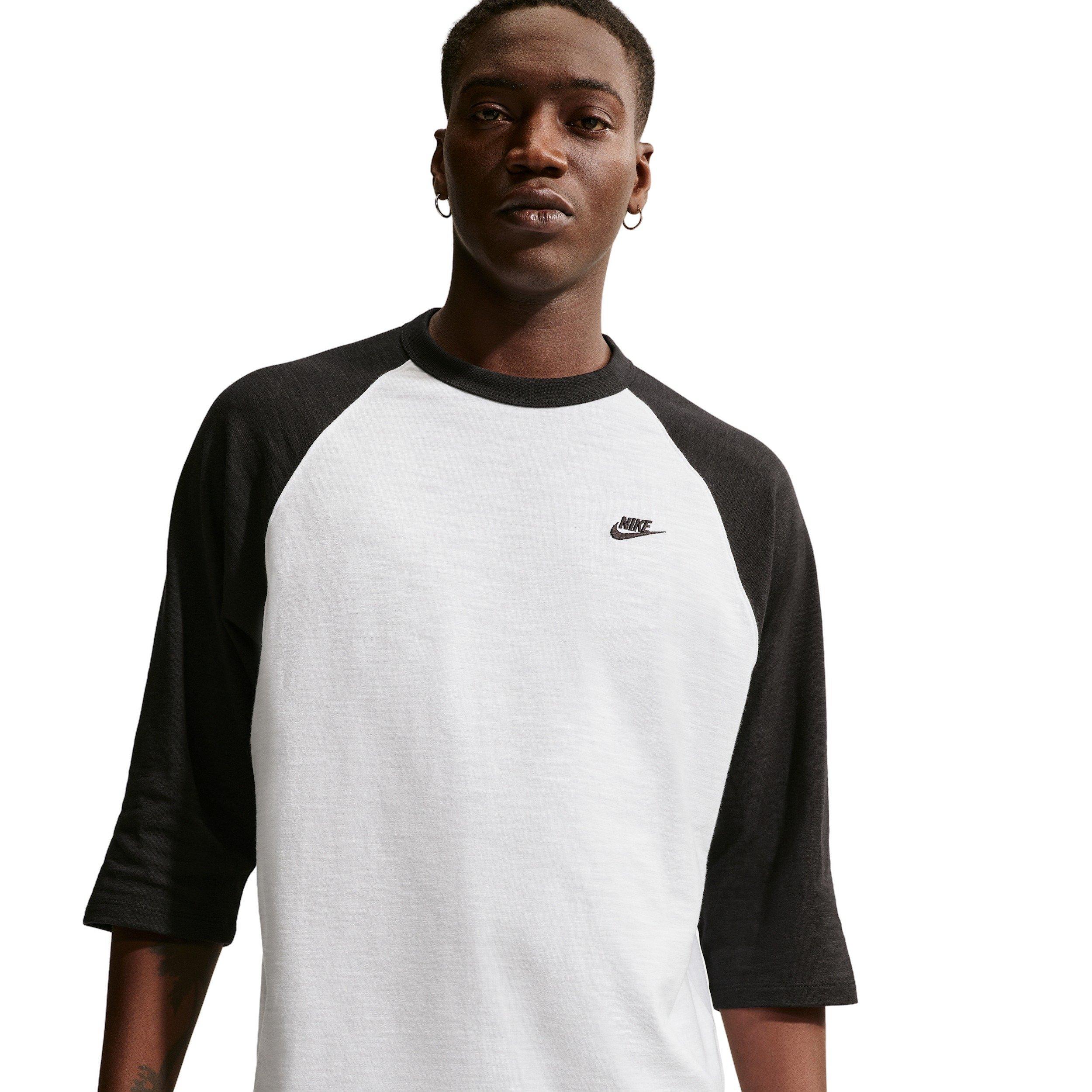 Nike Men's Sportswear Club 3/4-Sleeve Raglan Top - BLACK/WHITE Thumbnail View 1