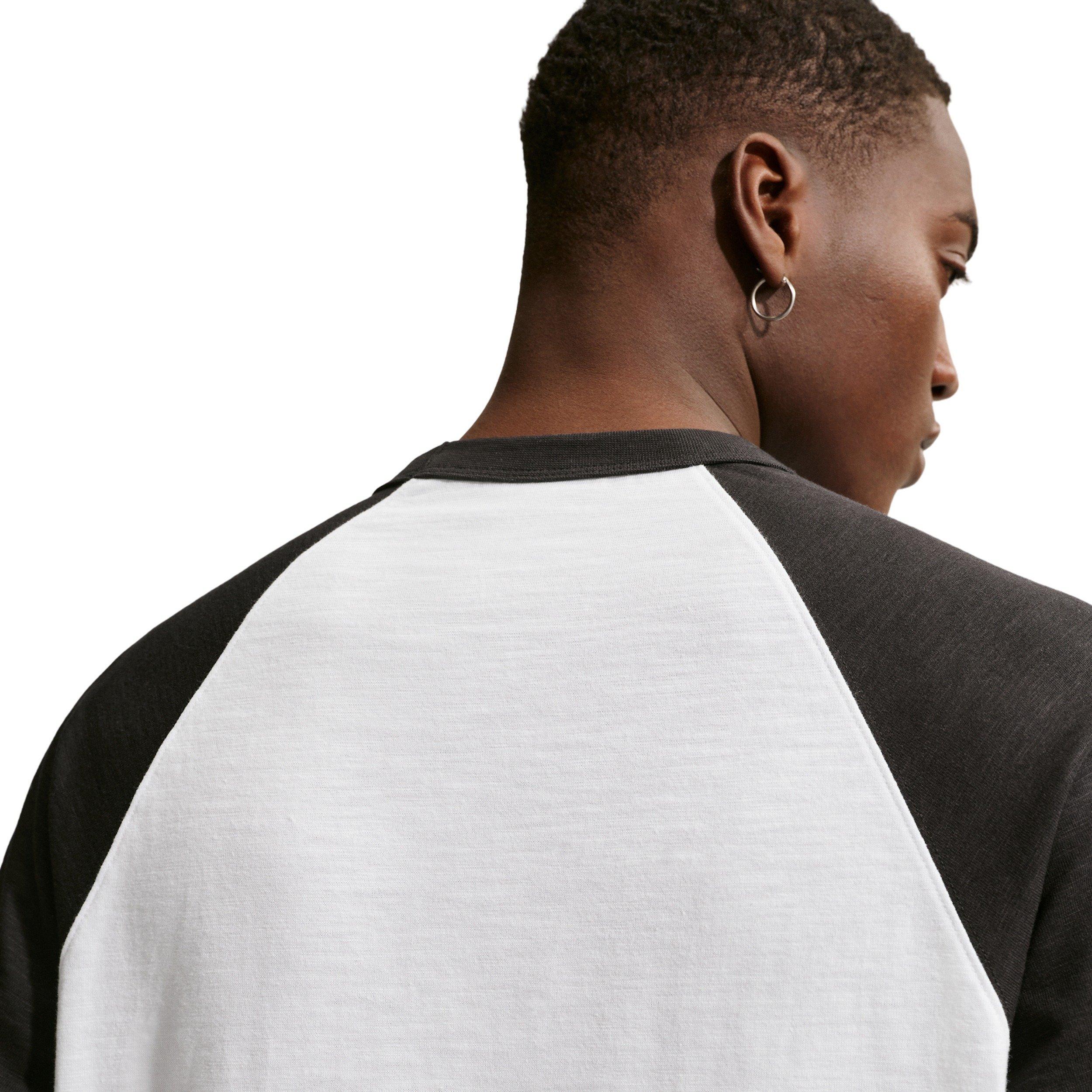 Nike Men's Sportswear Club 3/4-Sleeve Raglan Top - BLACK/WHITE Thumbnail View 2