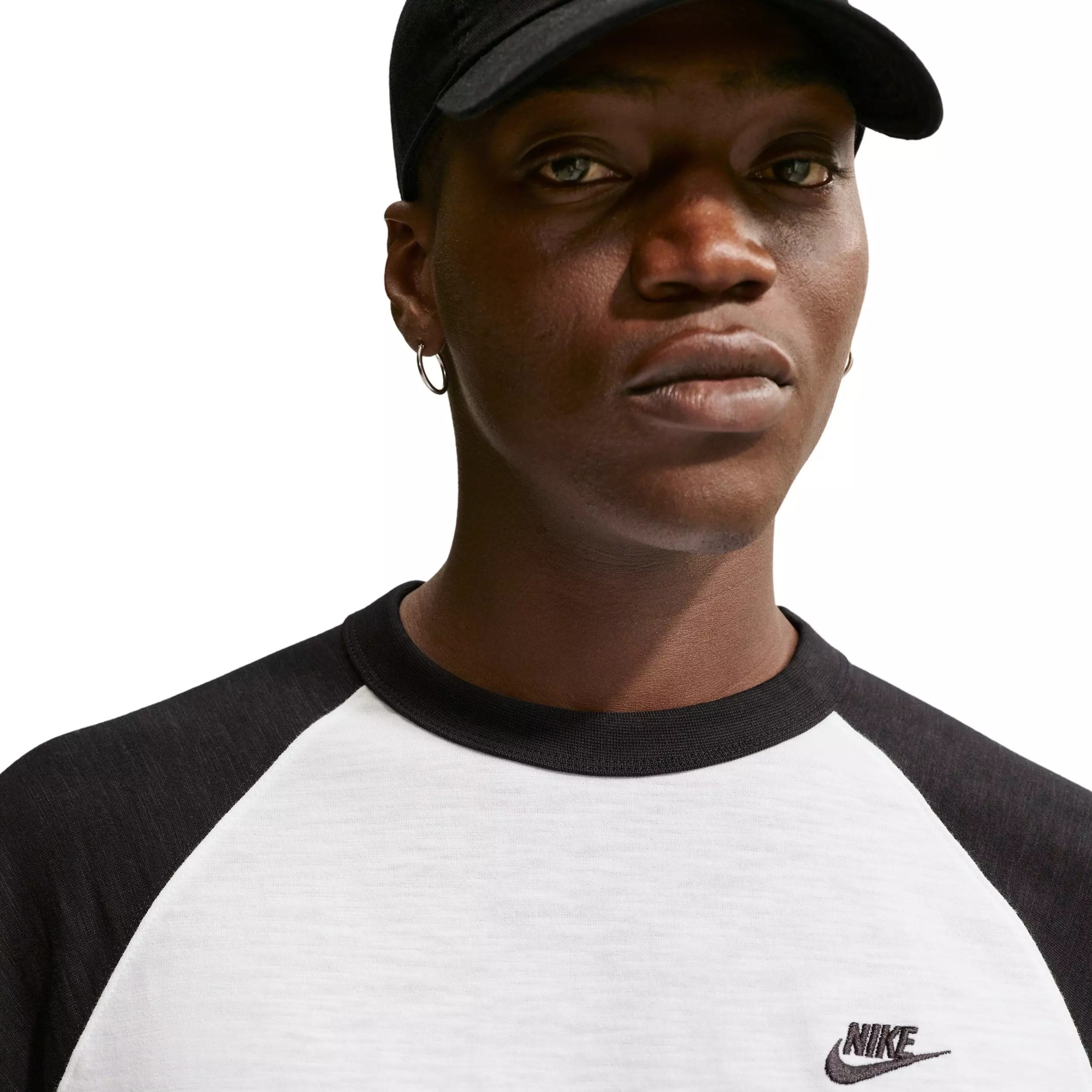 Nike Men's Sportswear Club 3/4-Sleeve Raglan Top - BLACK/WHITE