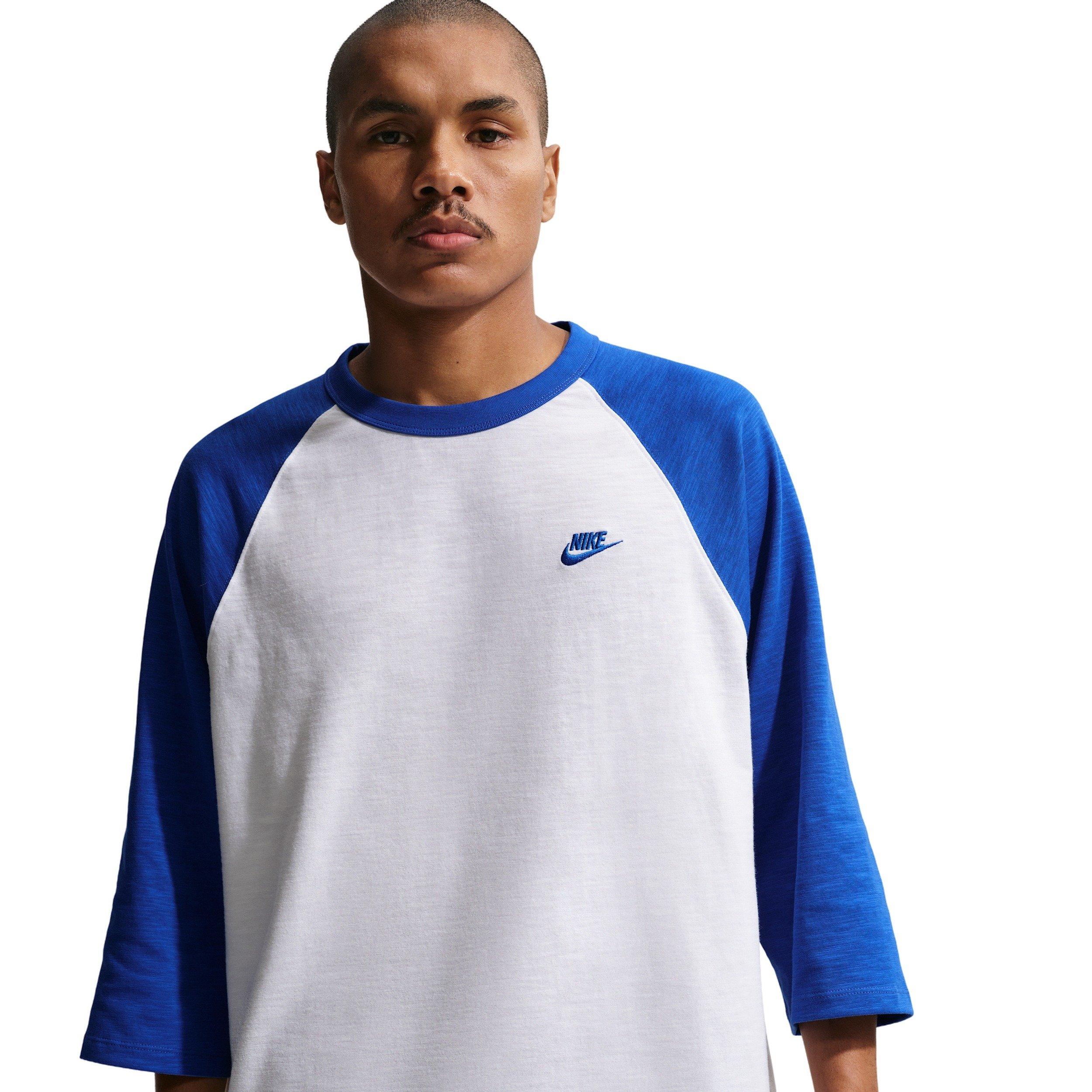 Nike Men's Sportswear Club 3/4-Sleeve Raglan Top - ROYAL/WHITE Thumbnail View 1