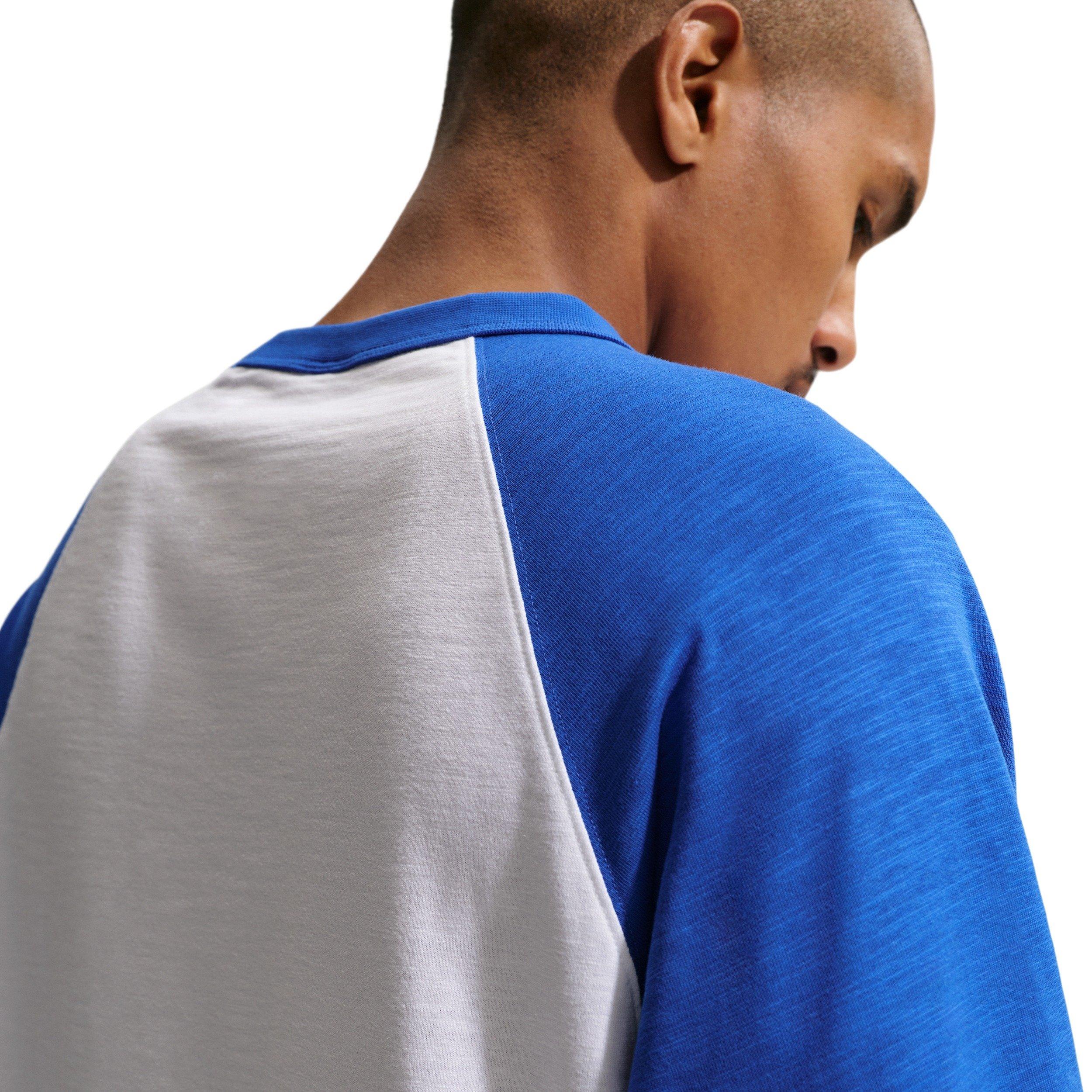 Nike Men's Sportswear Club 3/4-Sleeve Raglan Top - ROYAL/WHITE Thumbnail View 2