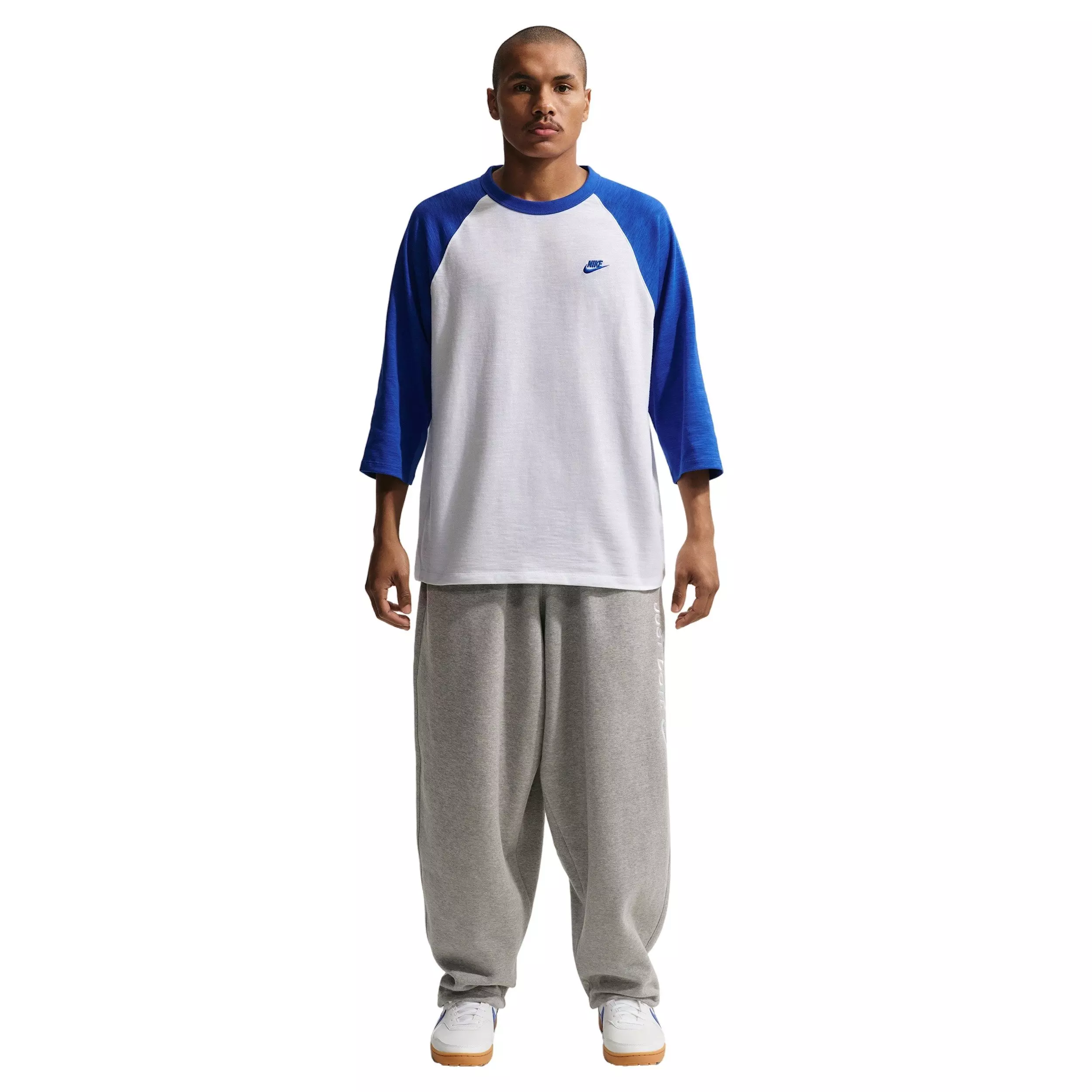 Nike Men's Sportswear Club 3/4-Sleeve Raglan Top - ROYAL/WHITE