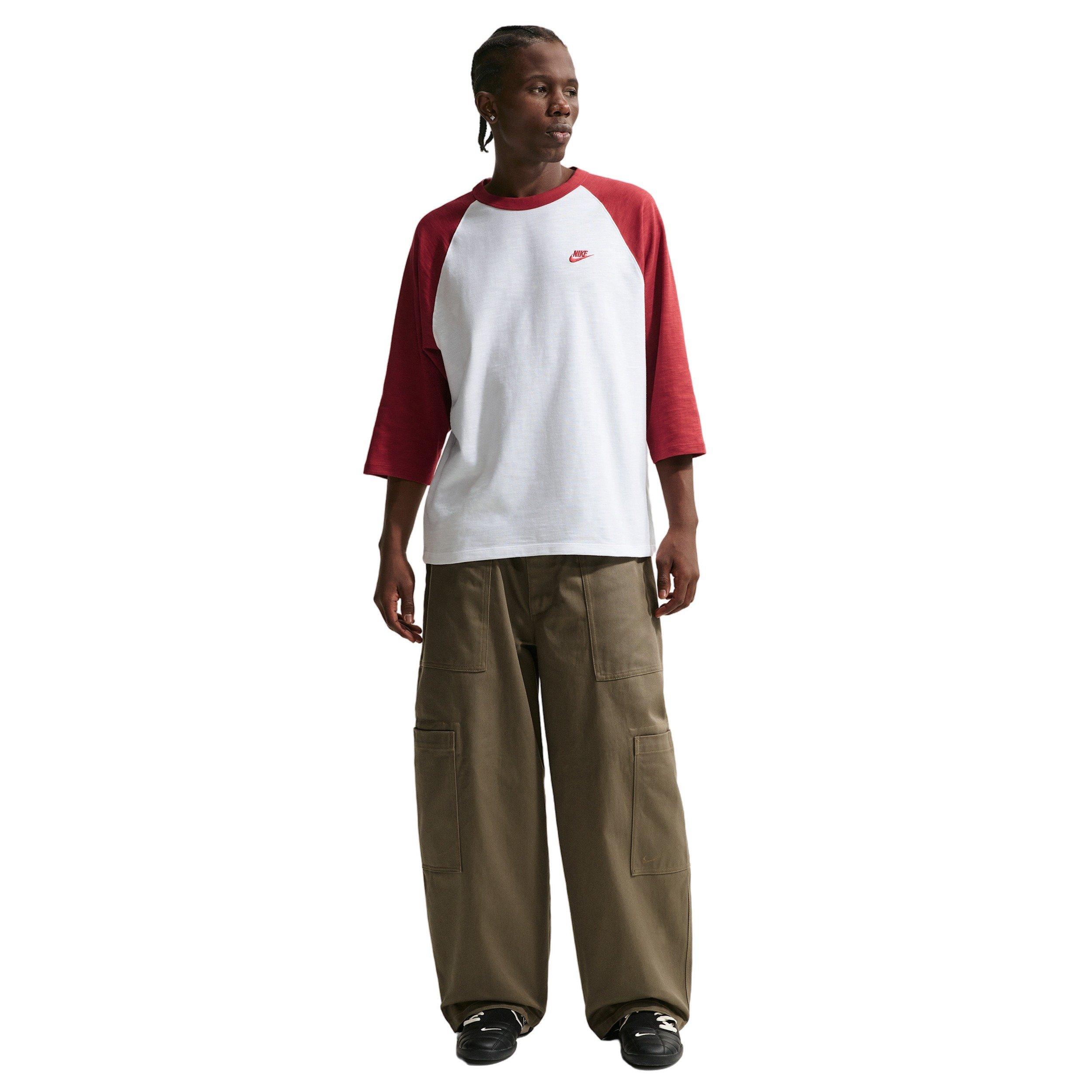 Nike Men's Sportswear Club 3/4-Sleeve Raglan Top - CRIMSON/WHITE Thumbnail View 4