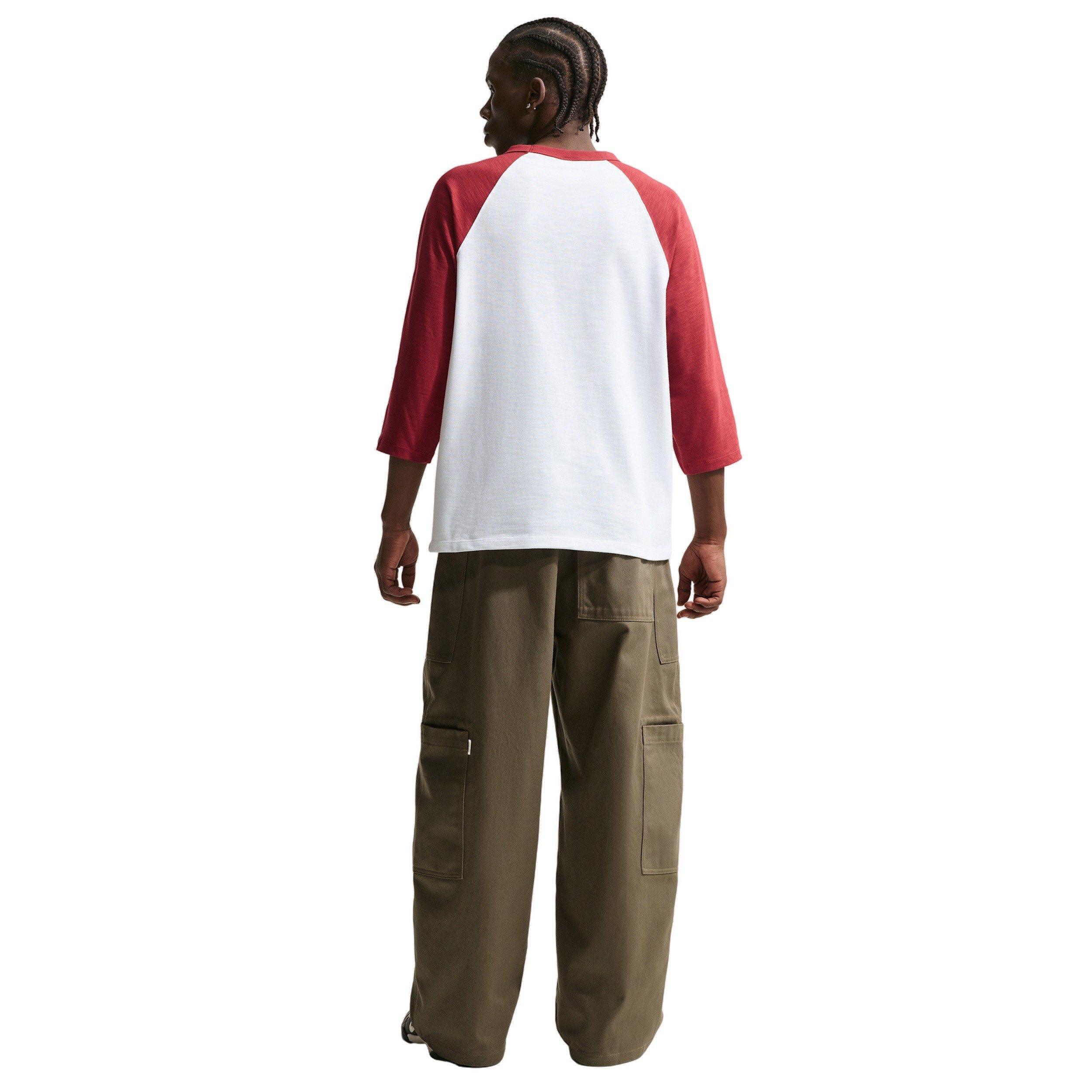 Nike Men's Sportswear Club 3/4-Sleeve Raglan Top - CRIMSON/WHITE Thumbnail View 5