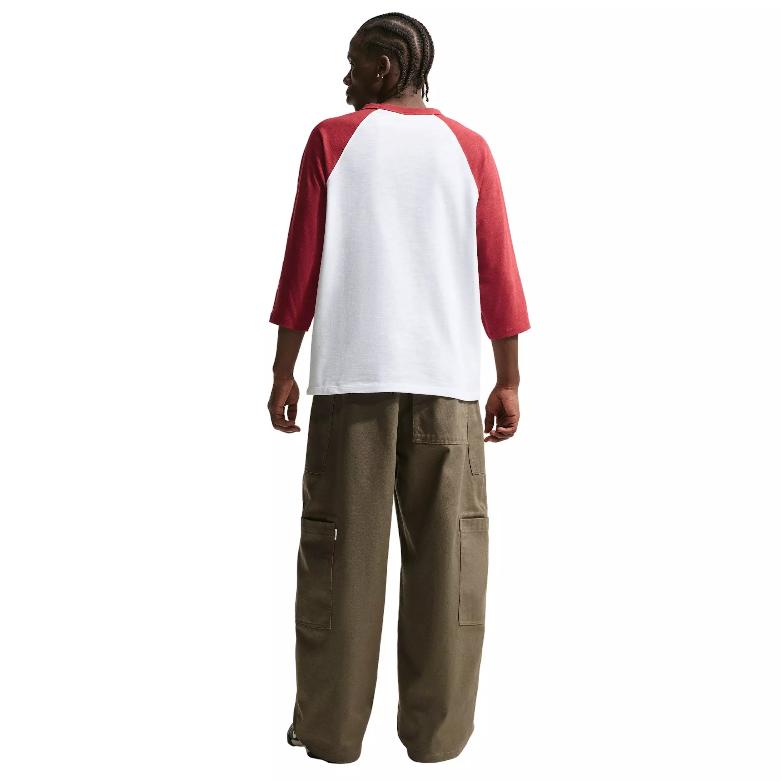 Nike Men's Sportswear Club 3/4-Sleeve Raglan Top - CRIMSON/WHITE