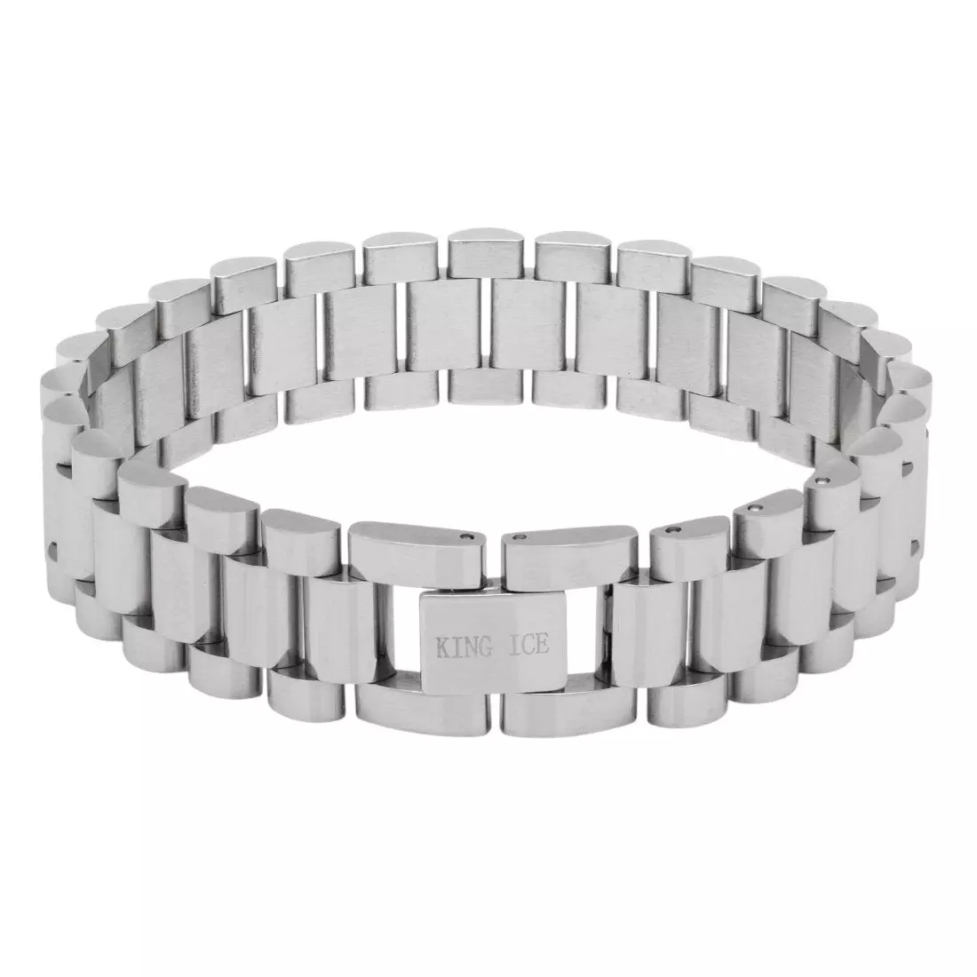 King Ice 15mm Rollie Link Bracelet - SILVER