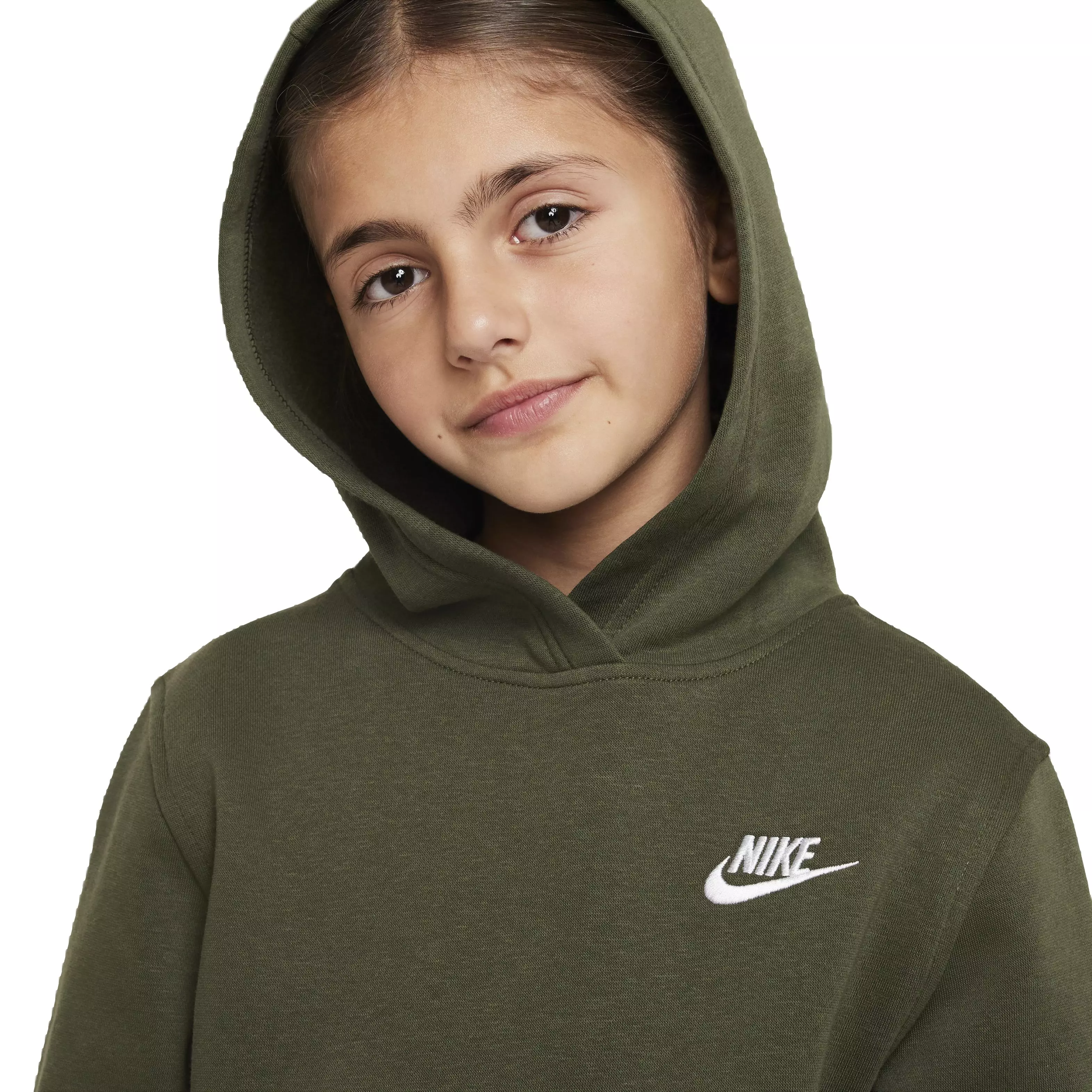 Nike Big Kids' Sportswear Club Fleece LBR Hoodie -Olive - OLIVE
