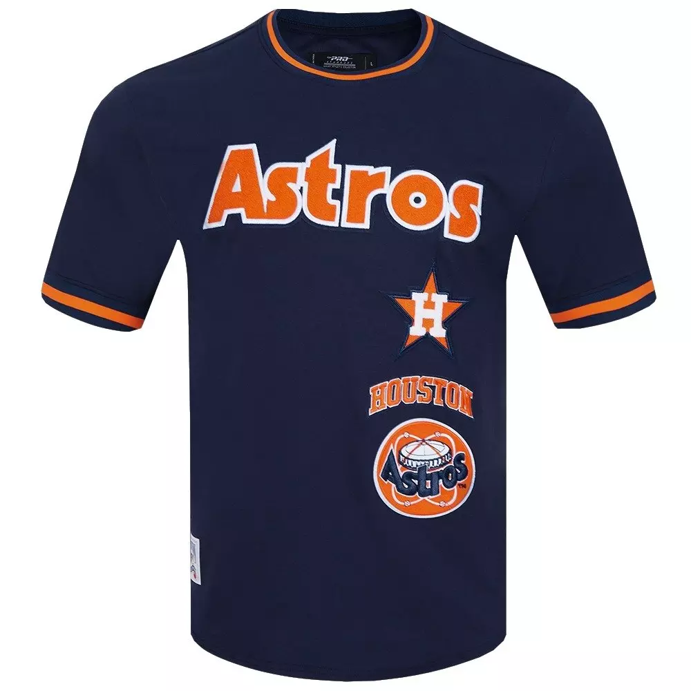 Pro Standard Men's MLB Houston Astros Retro Classic Double Knit Tee -Navy/Orange - NAVY/ORANGE