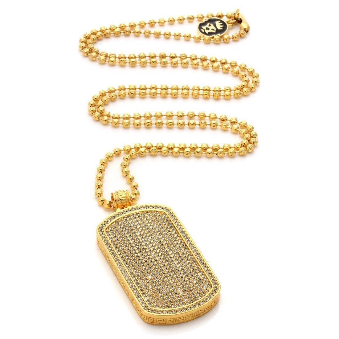 King Ice Iced Dog Tag Necklace - GOLD