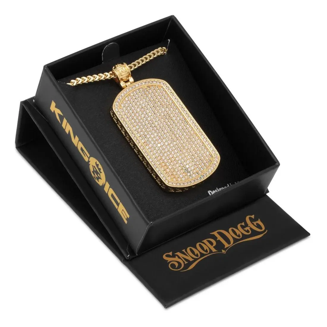 King Ice Iced Dog Tag Necklace - GOLD