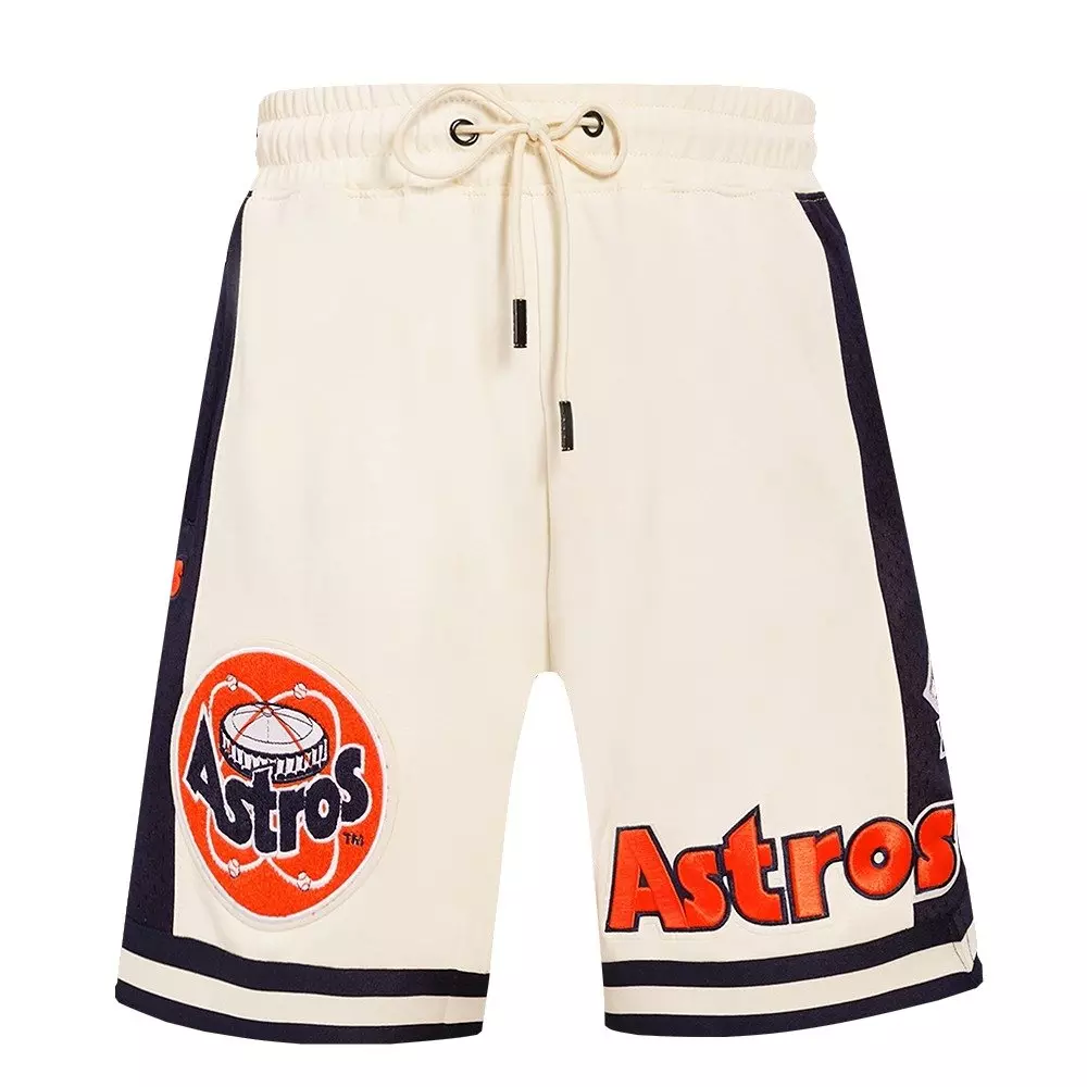 Pro Standard Men's MLB Houston Astros Retro Classic Double-Knit 2.0 Shorts -Eggshell/Navy - EGGSHELL/NAVY