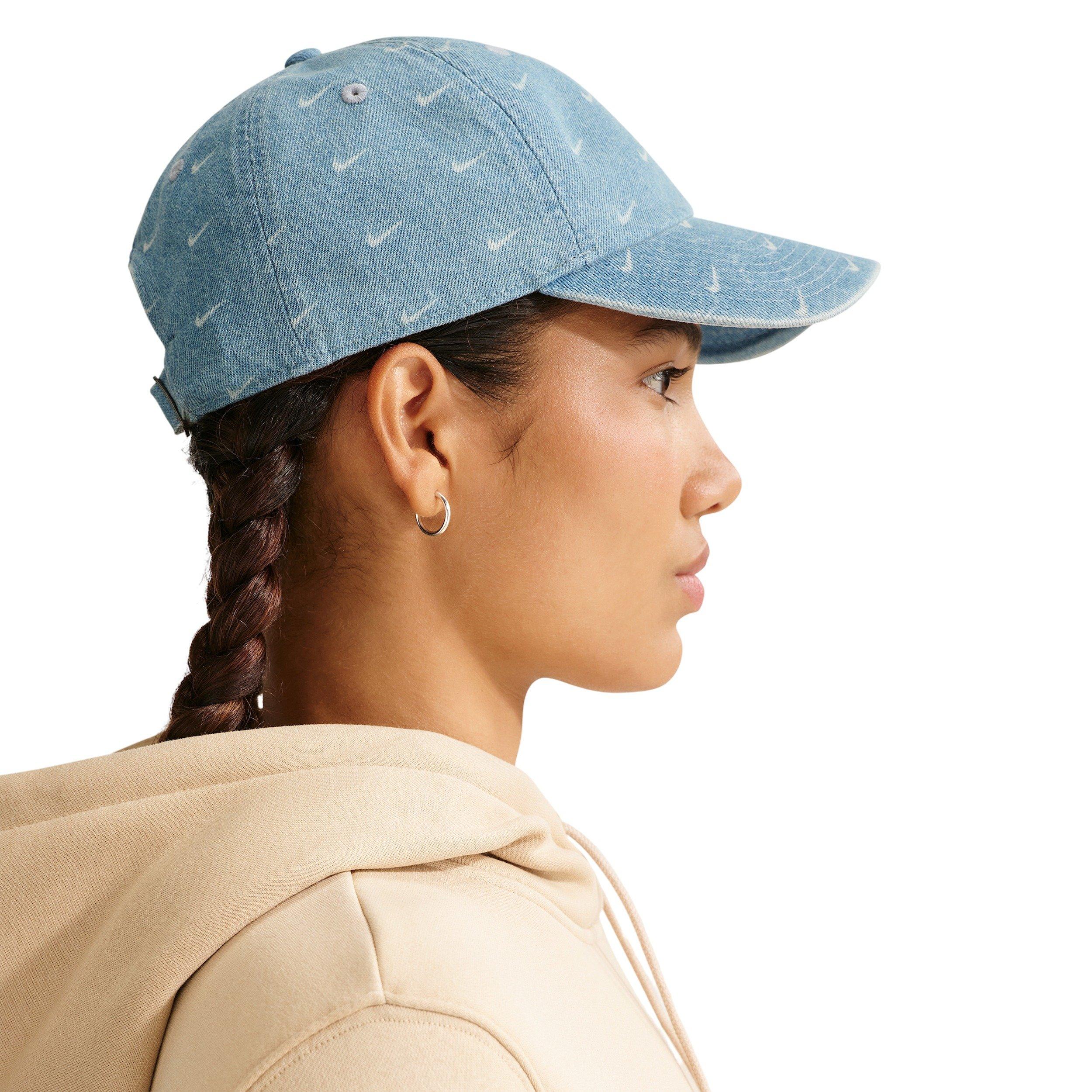 Nike Club Unstructured Denim Hat-Aegean Storm/Thunder Blue/White - BLUE/WHITE Thumbnail View 4