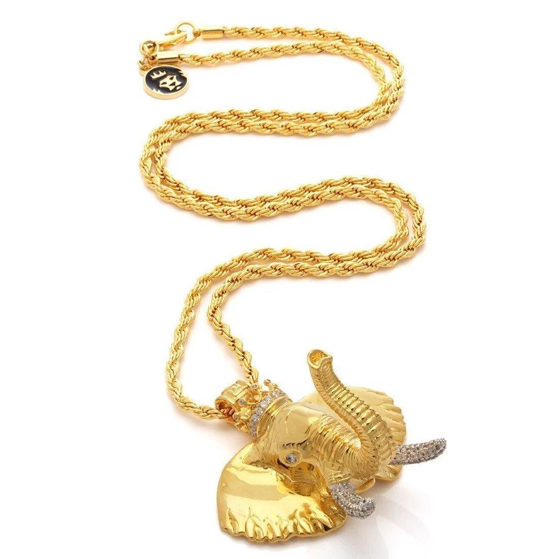 King Ice Elephant Necklace - GOLD