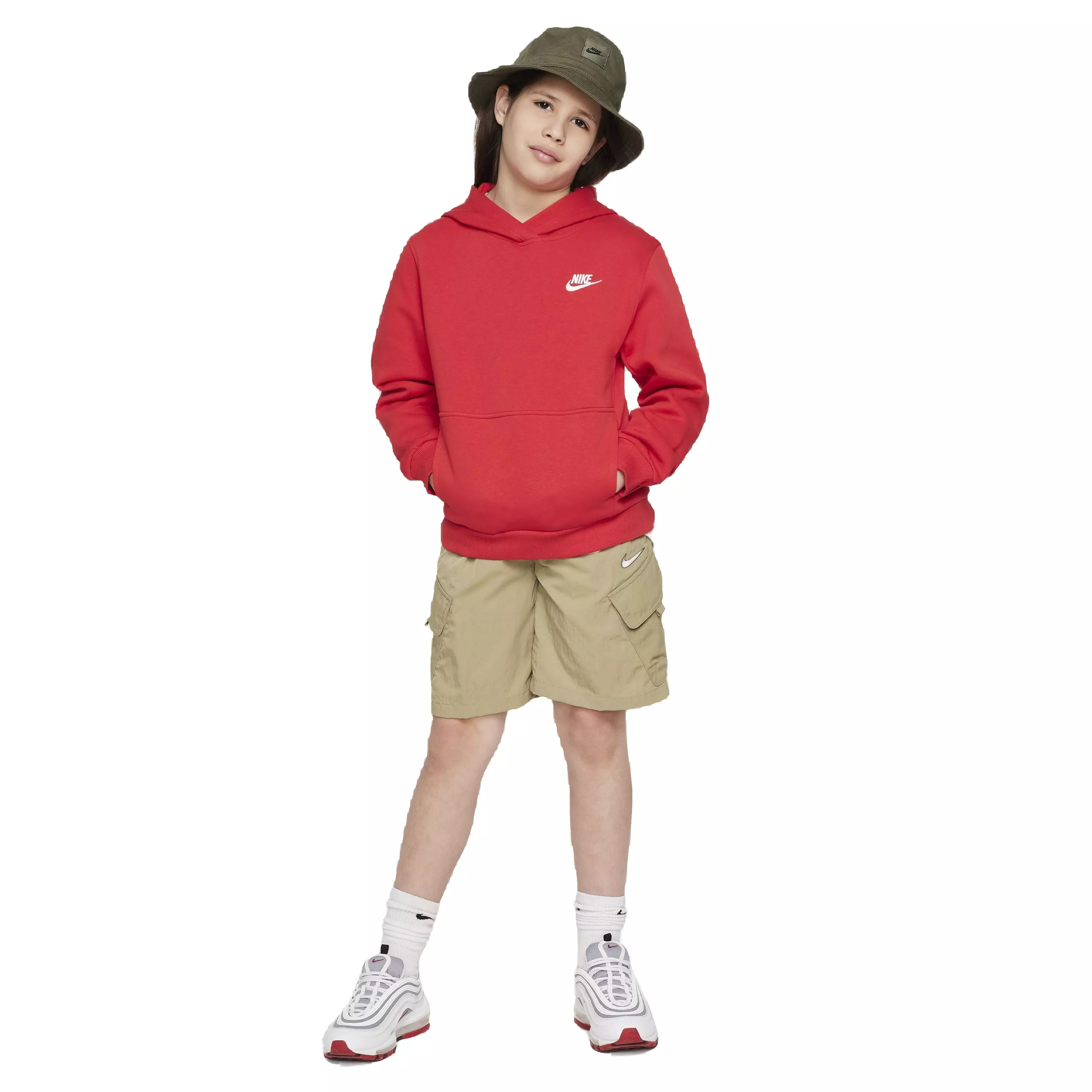Nike Big Kids' Sportswear Club Fleece LBR Hoodie - Red - RED