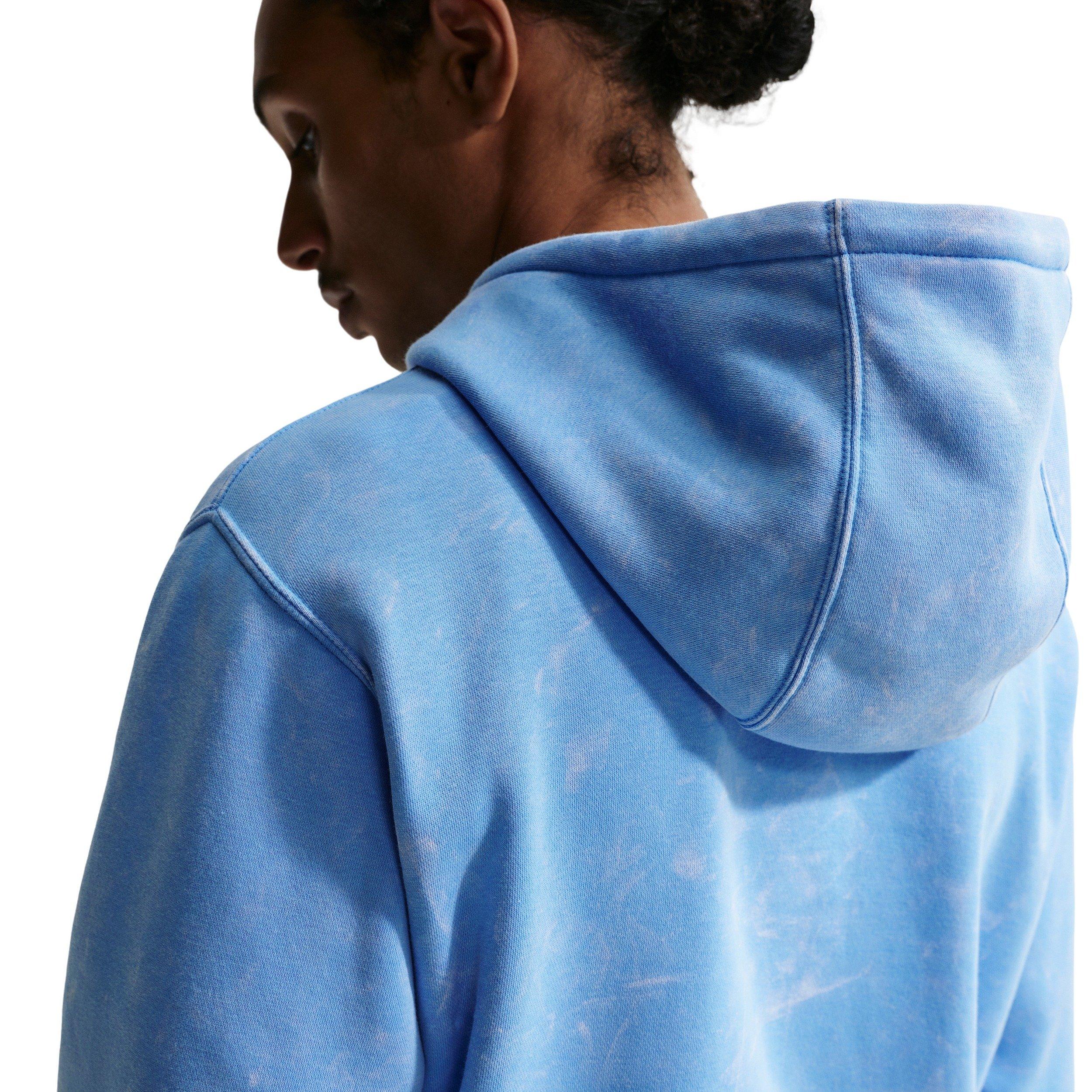 Nike Men's Sportswear Club Washed Fleece Hoodie - BLUE Thumbnail View 2