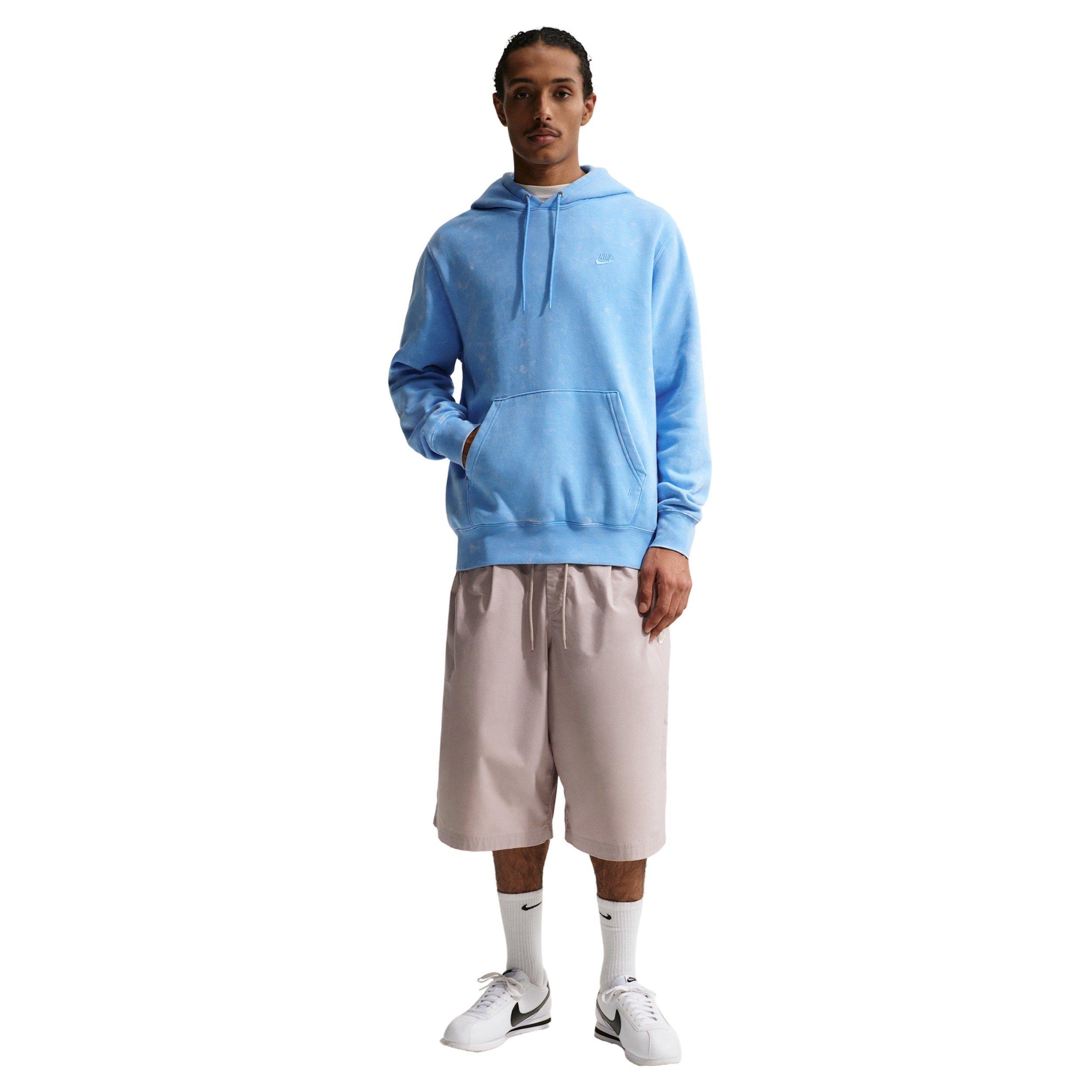 Nike Men's Sportswear Club Washed Fleece Hoodie - BLUE Thumbnail View 4