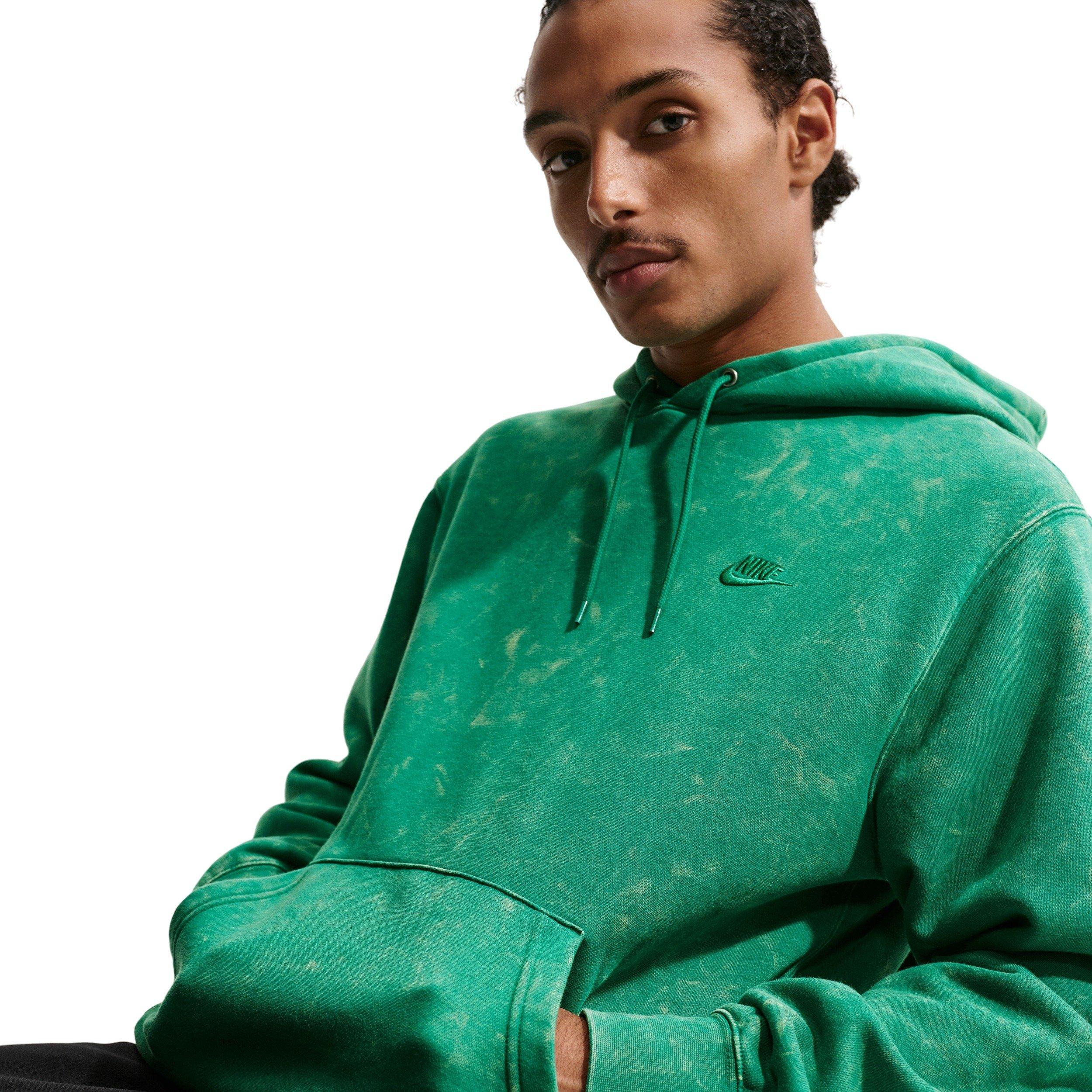 Nike Men's Sportswear Club Washed Fleece Hoodie - GREEN Thumbnail View 1