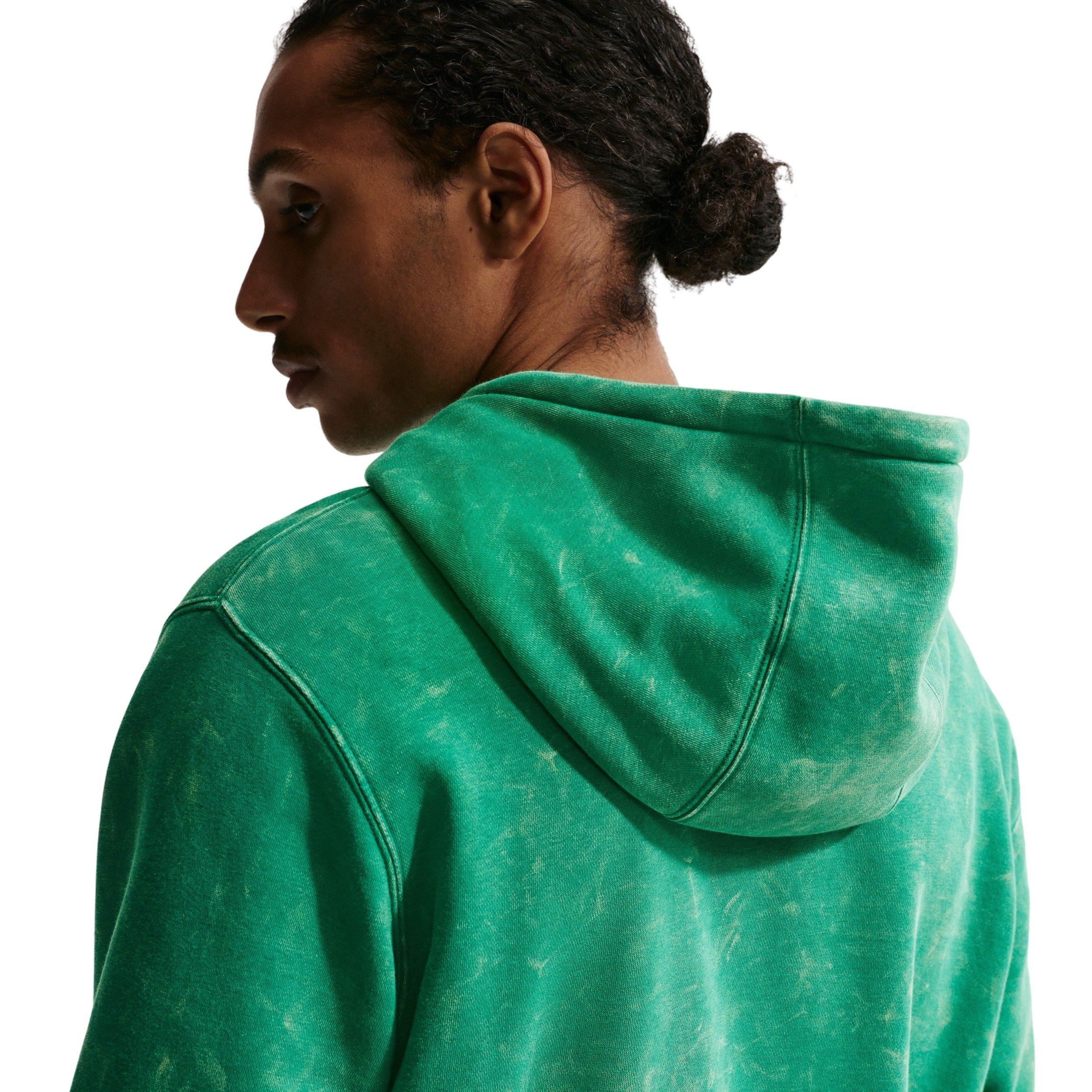 Nike Men's Sportswear Club Washed Fleece Hoodie - GREEN Thumbnail View 2