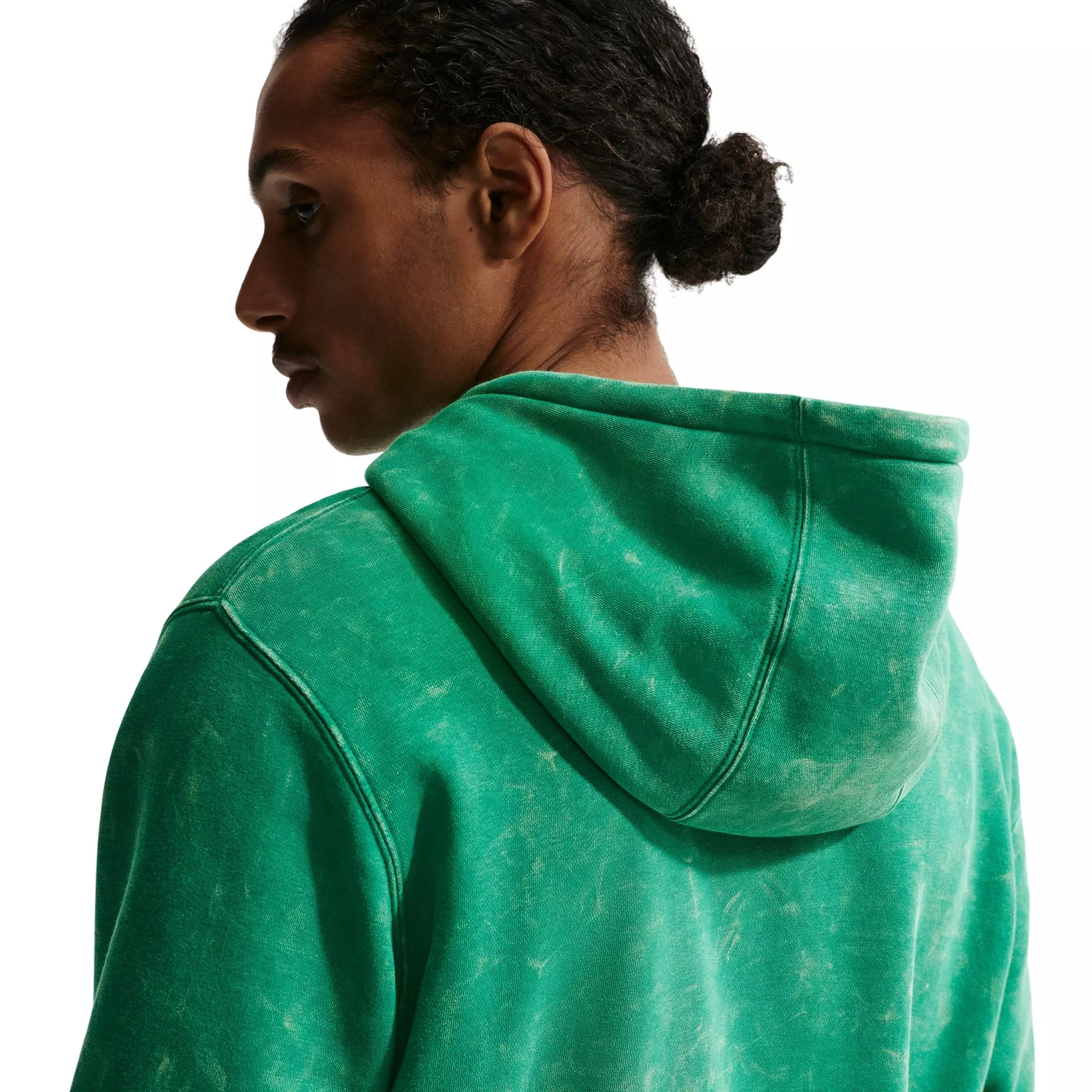 Nike Men's Sportswear Club Washed Fleece Hoodie - GREEN