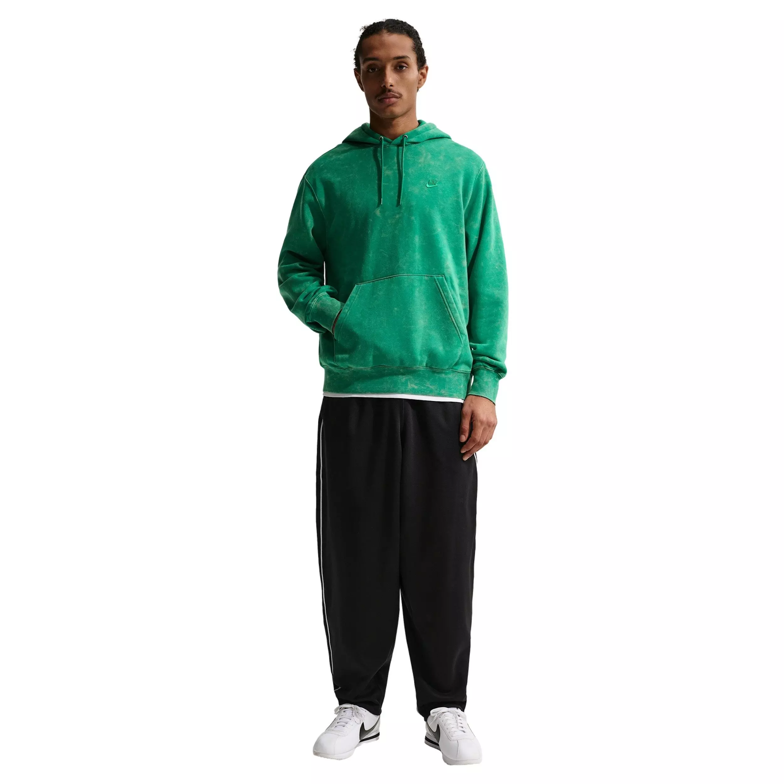 Nike Men's Sportswear Club Washed Fleece Hoodie - GREEN