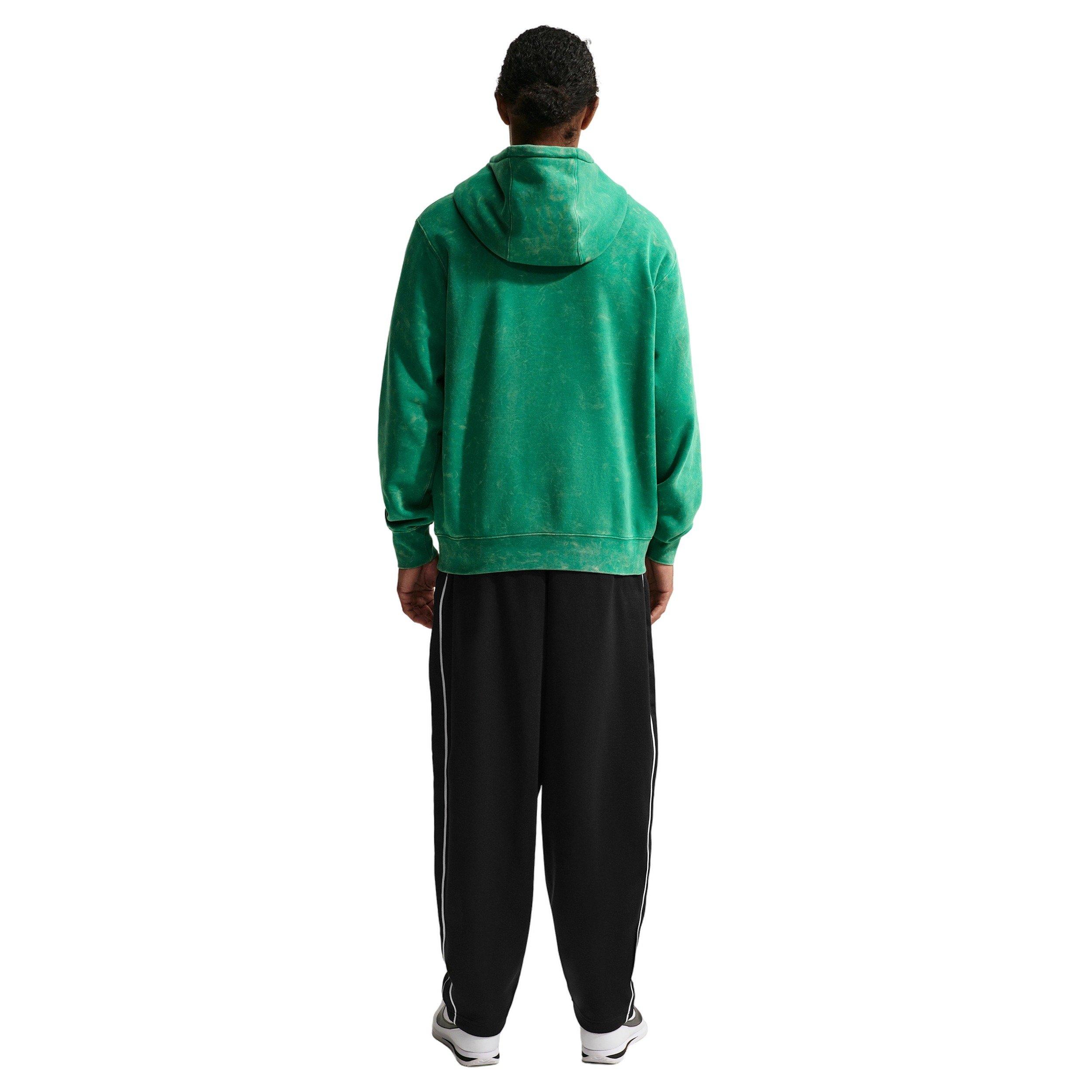 Nike Men's Sportswear Club Washed Fleece Hoodie - GREEN Thumbnail View 4