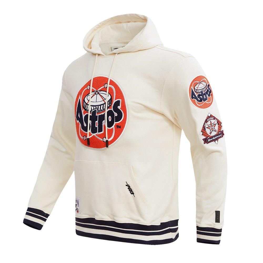 Pro Standard Men's MLB Houston Astros Retro Classic Fleece Pullover Hoodie - Eggshell/Navy - EGGSHELL/NAVY Thumbnail View 3