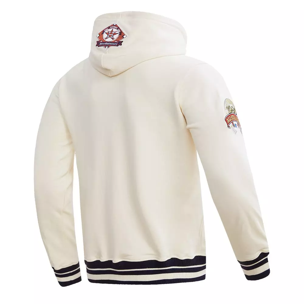 Pro Standard Men's MLB Houston Astros Retro Classic Fleece Pullover Hoodie -Eggshell/Navy - EGGSHELL/NAVY