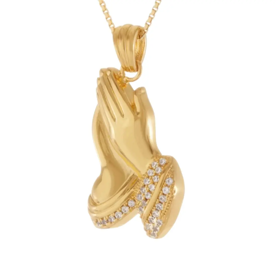 King Ice Praying Hands Emoji Necklace - GOLD