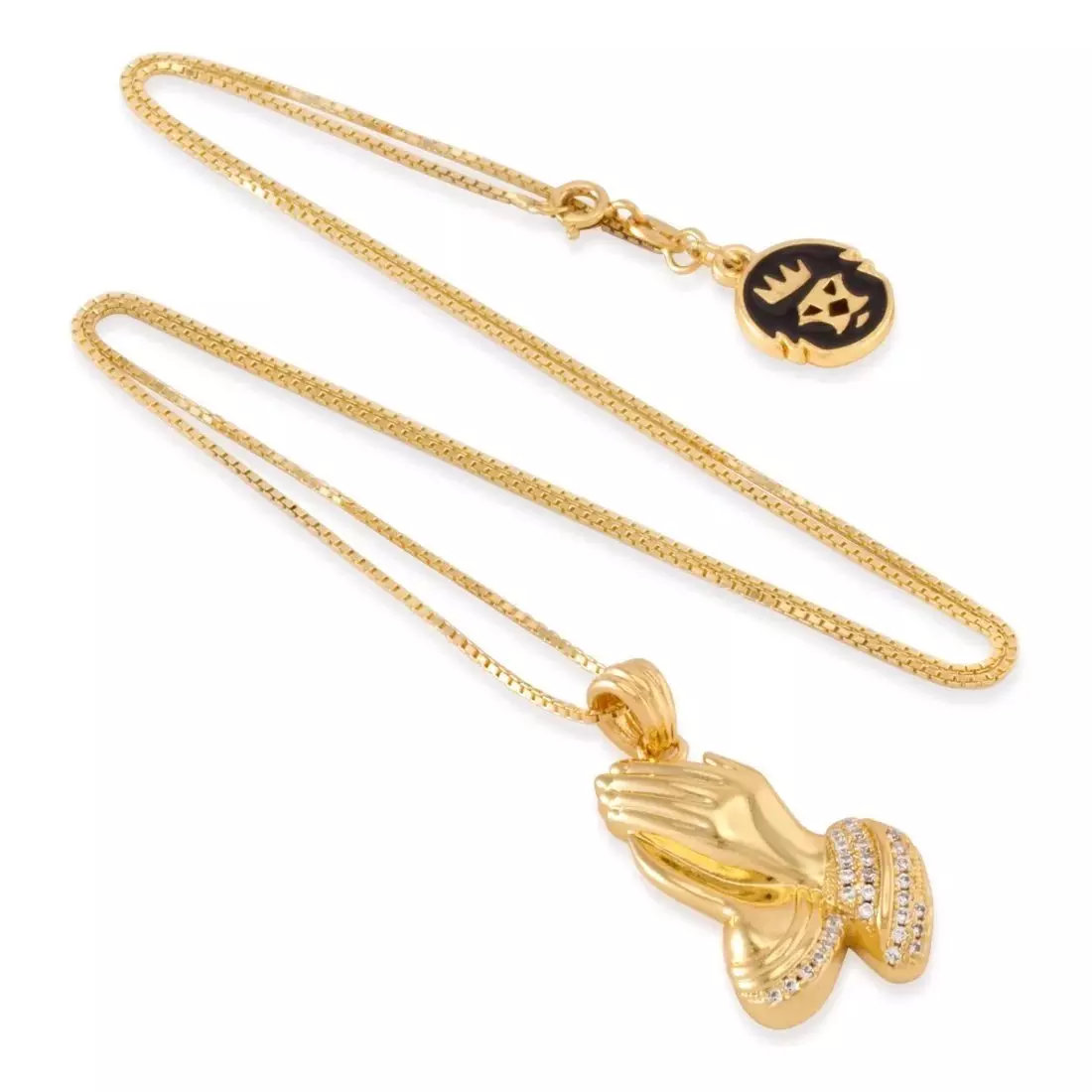 King Ice Praying Hands Emoji Necklace - GOLD