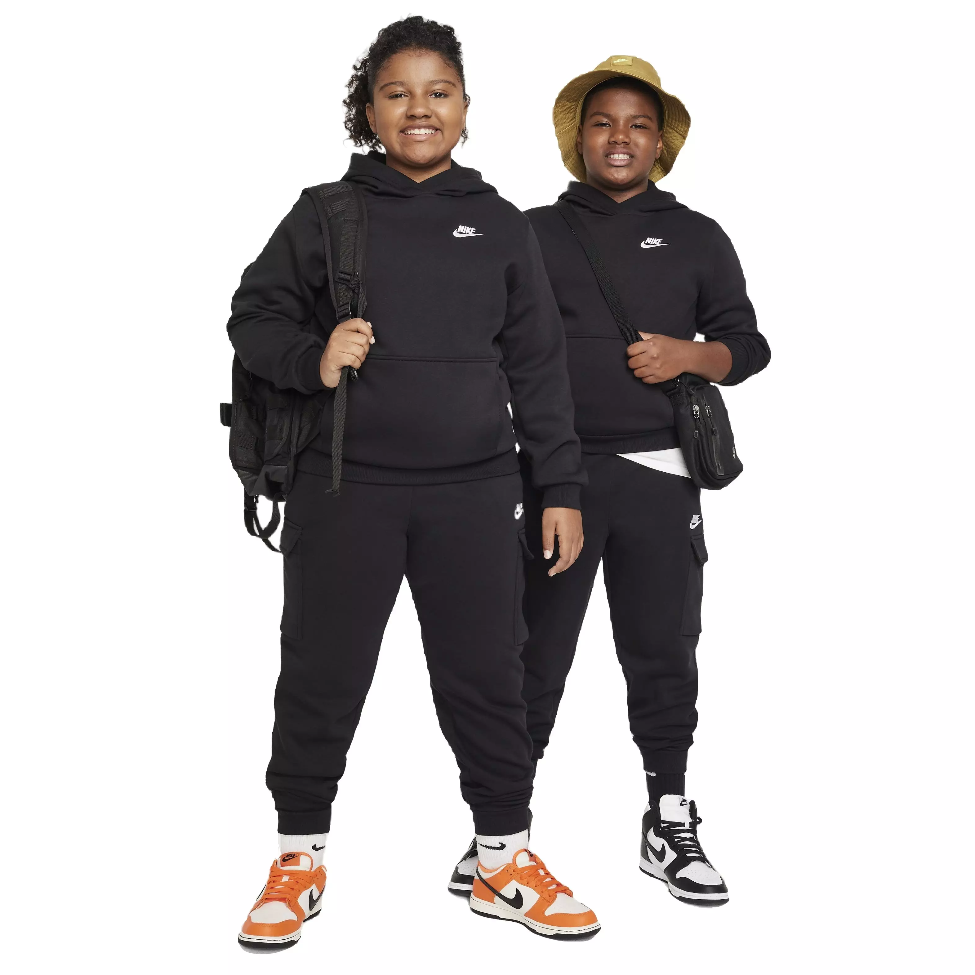 Nike Big Kids' Sportswear Club LBR Fleece Hoodie -Black - BLACK