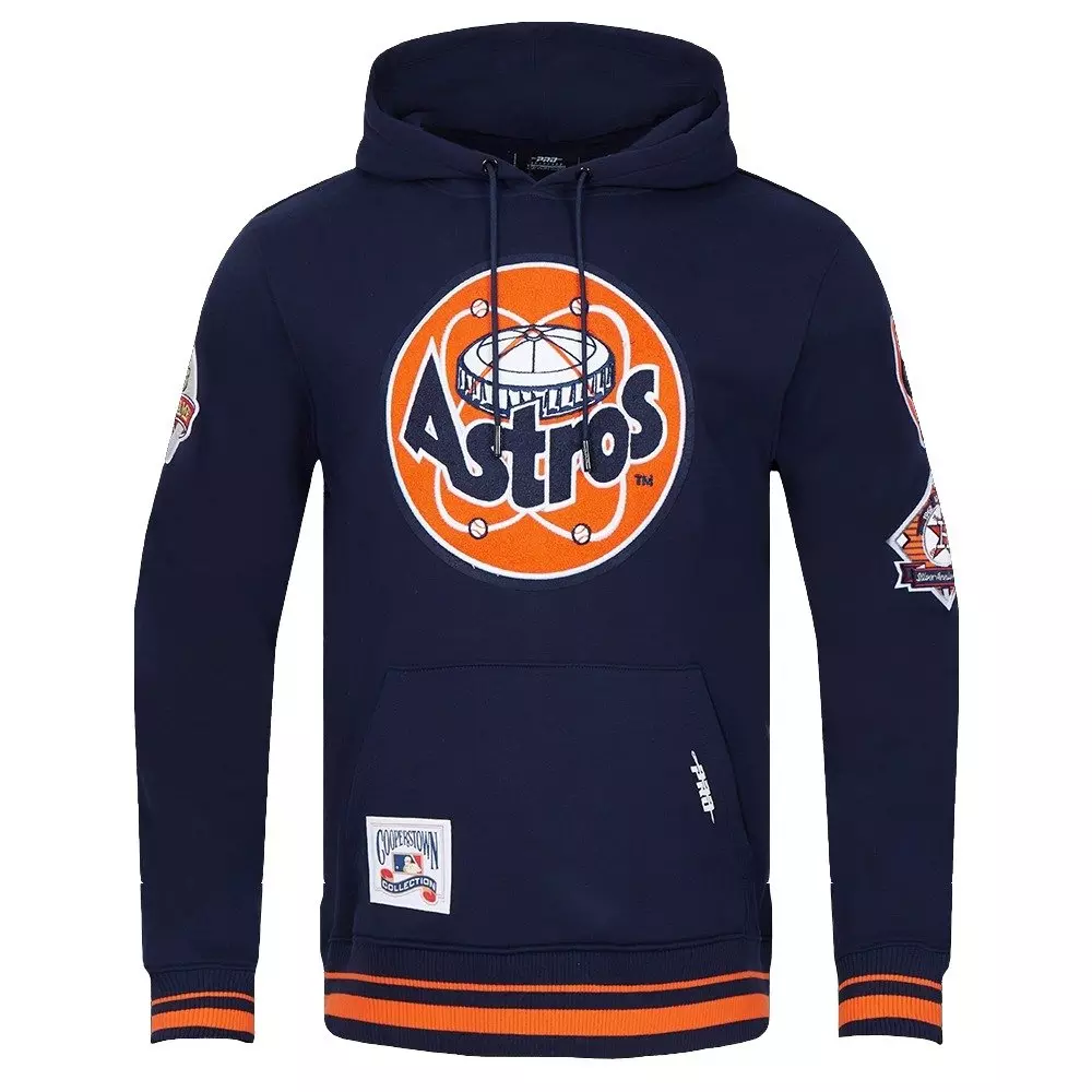 Pro Standard Men's MLB Houston Astros Retro Classic Fleece Pullover Hoodie -Navy/Orange - NAVY/ORANGE