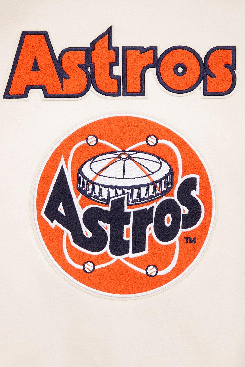 Pro Standard Men's MLB Houston Astros Retro Classic Rib Wool Varsity Jacket - Eggshell/Navy - EGGSHELL/NAVY Thumbnail View 5